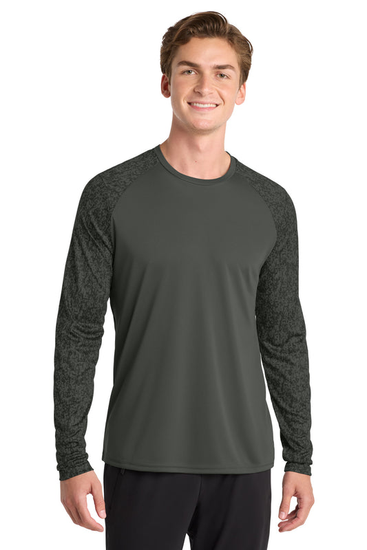Sport-Tek  Long Sleeve Digi Camo Tee. ST460LS in Black