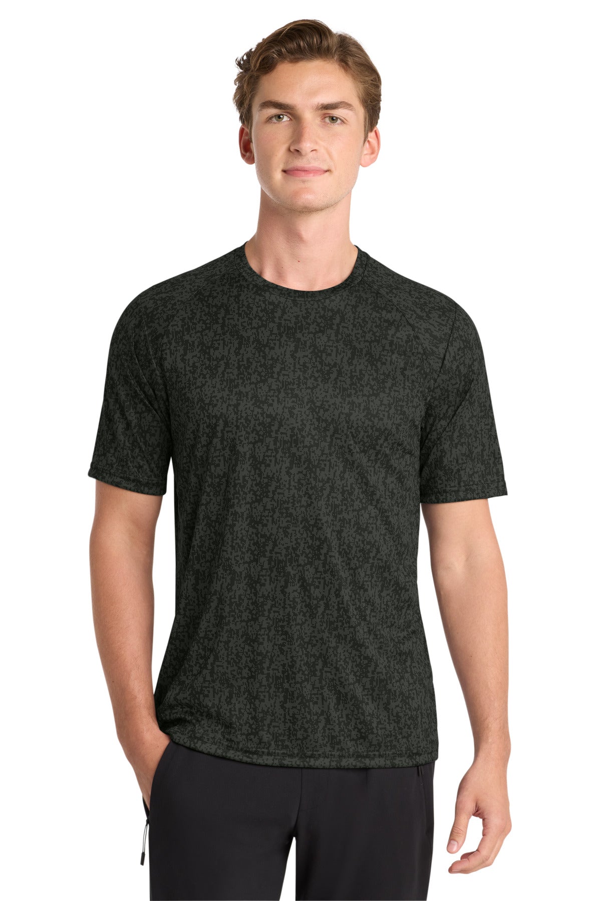 Sport-Tek  Digi Camo Tee. ST460 in Black