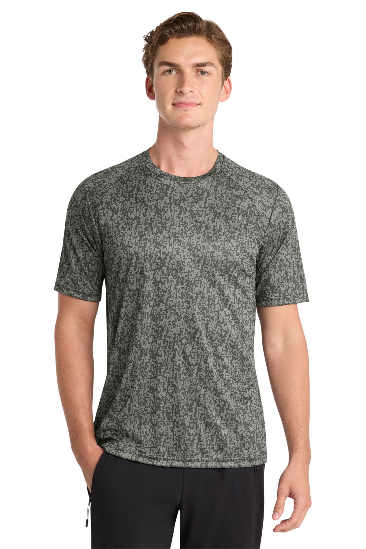 Sport-Tek  Digi Camo Tee. ST460 in Grey Concrete