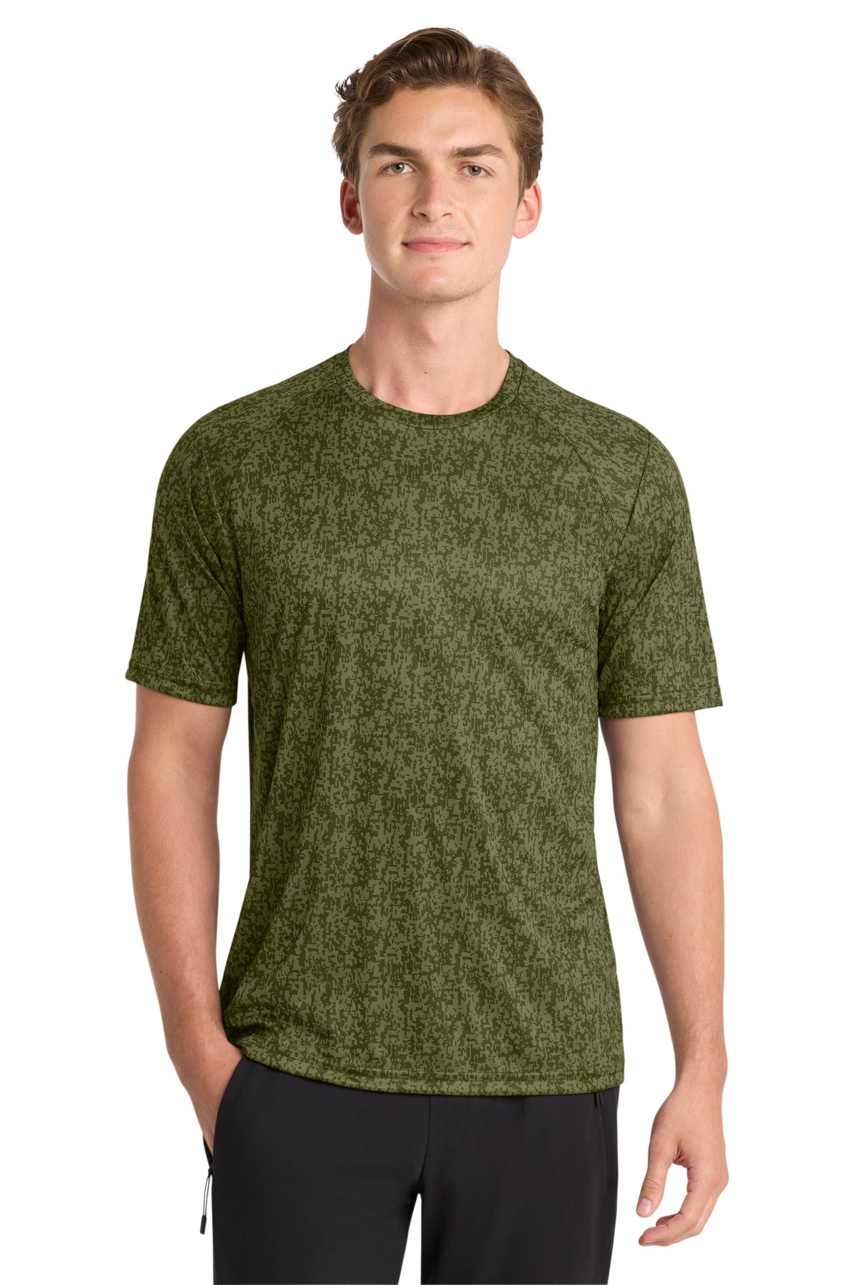 Sport-Tek  Digi Camo Tee. ST460 in Olive Drab Green