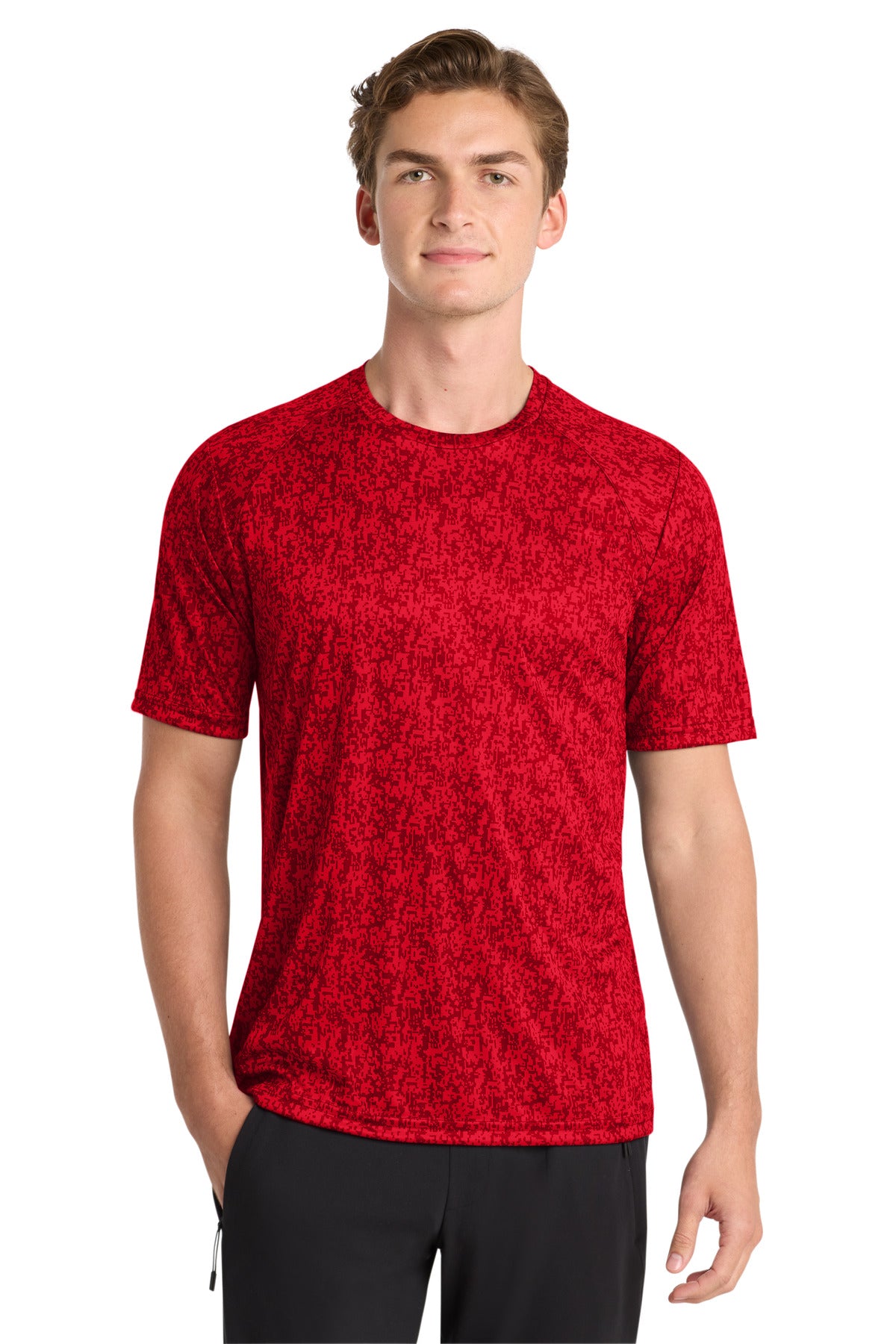 Sport-Tek  Digi Camo Tee. ST460 in True Red