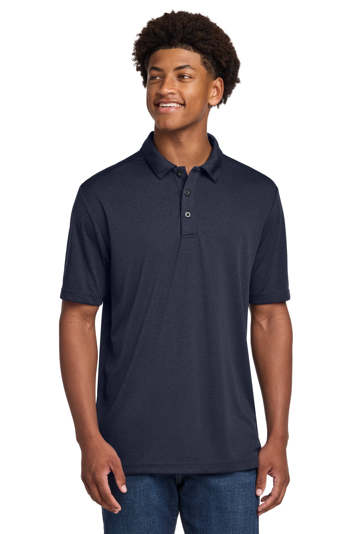Sport-Tek  Endeavor Polo. ST467 in Deep Navy Heather