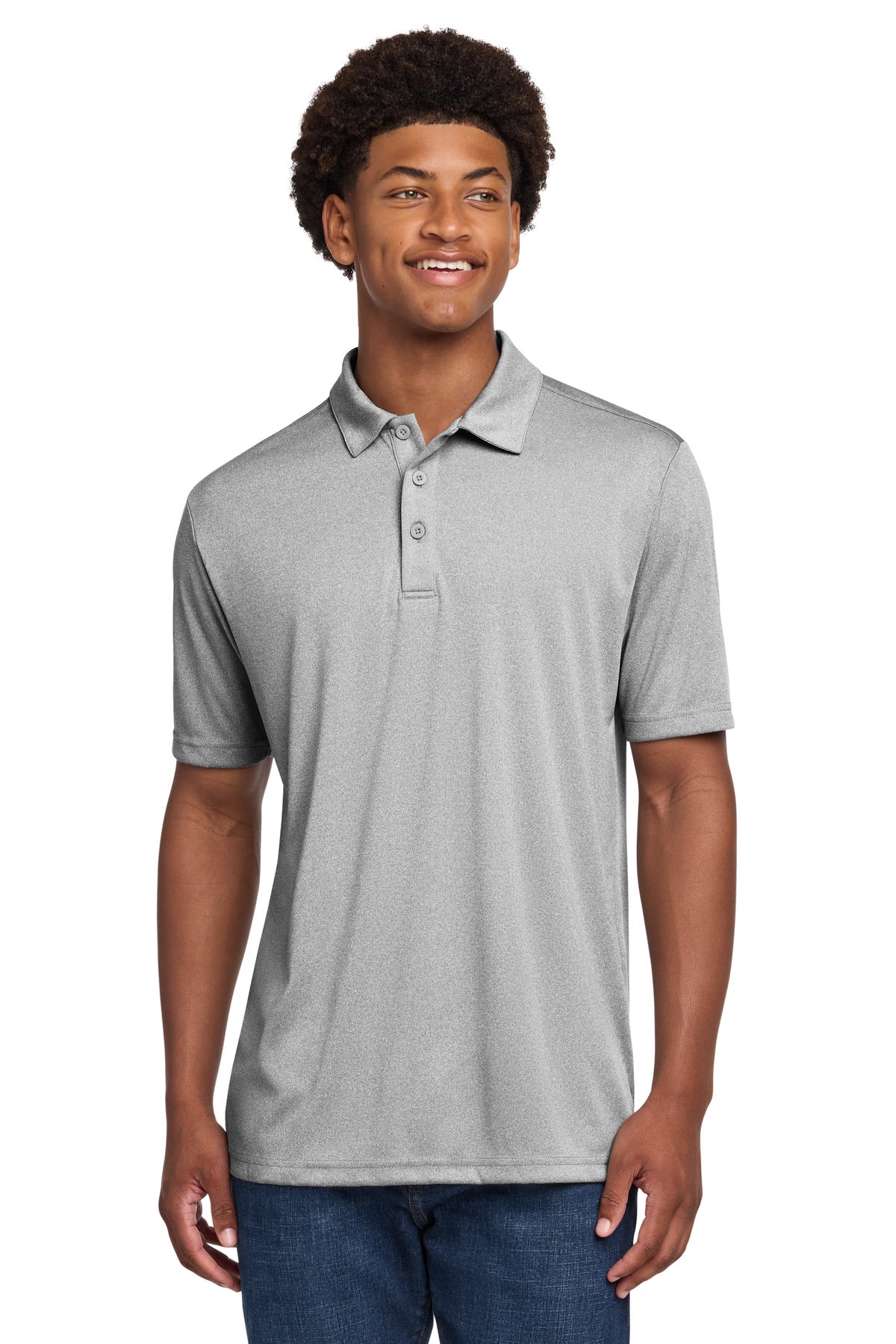 Sport-Tek  Endeavor Polo. ST467 in Light Grey Heather