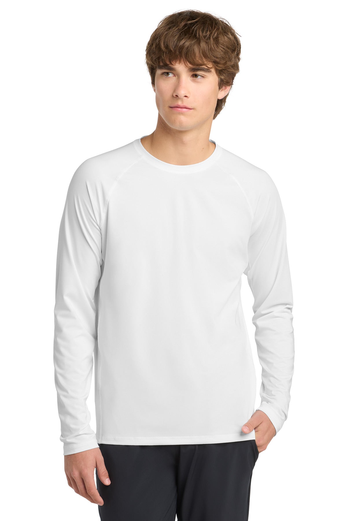Sport-Tek  Long Sleeve Rashguard Tee. ST470LS in White