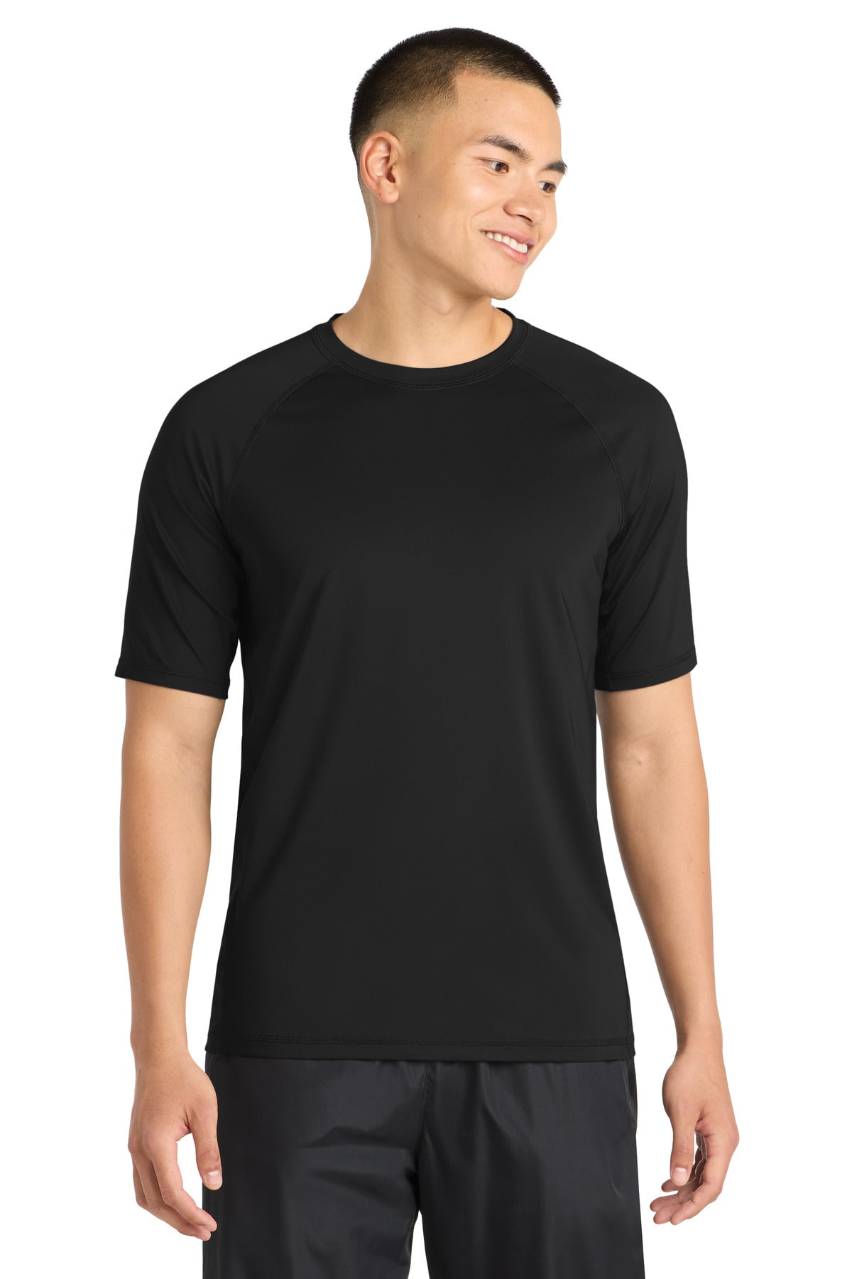 Sport-Tek  Rashguard Tee. ST470 in Black