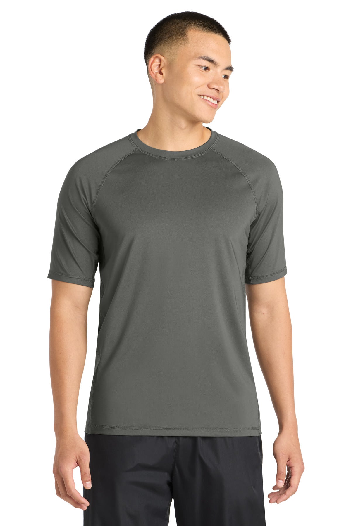 Sport-Tek  Rashguard Tee. ST470 in Dark Smoke Grey