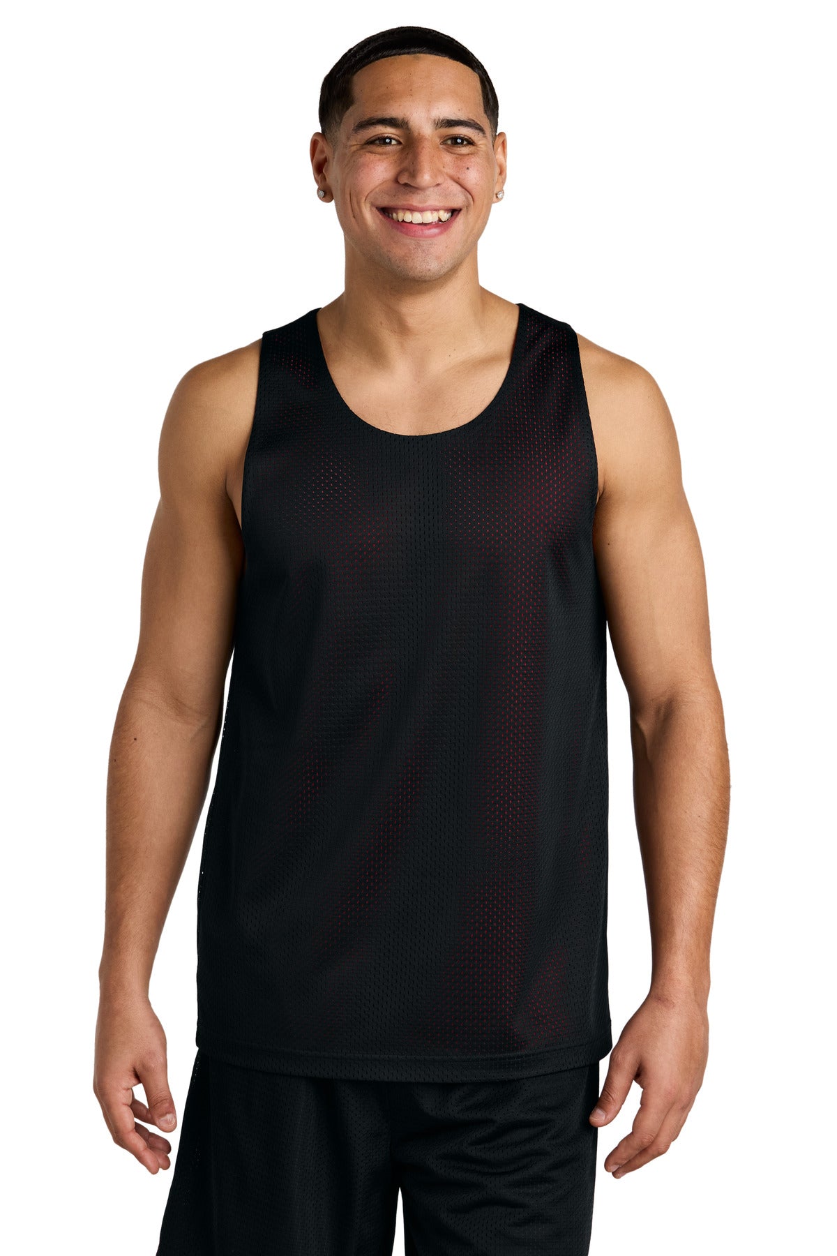 Sport-Tek PosiCharge Reversible Mesh Tank ST5000 in Black/ Deep Red