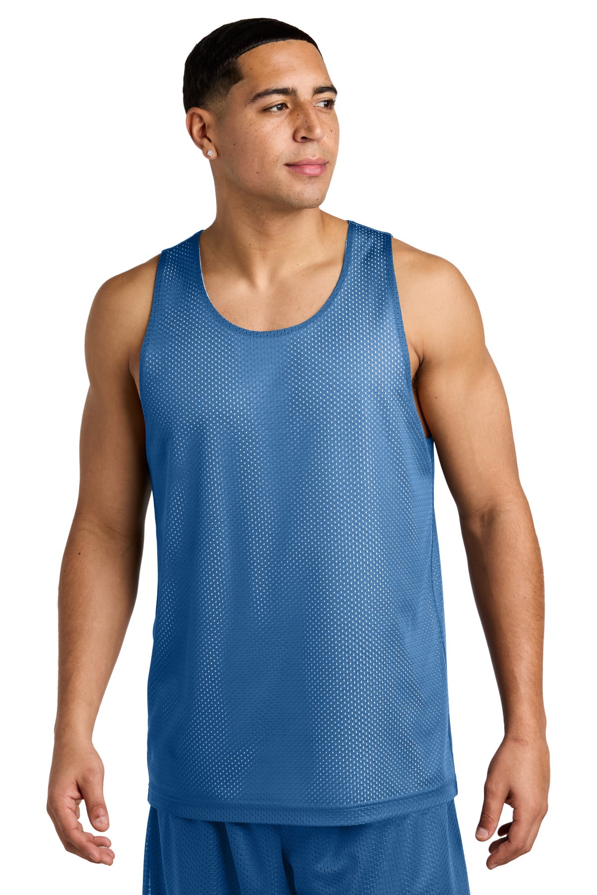Sport-Tek PosiCharge Reversible Mesh Tank ST5000 in Carolina Blue/ White
