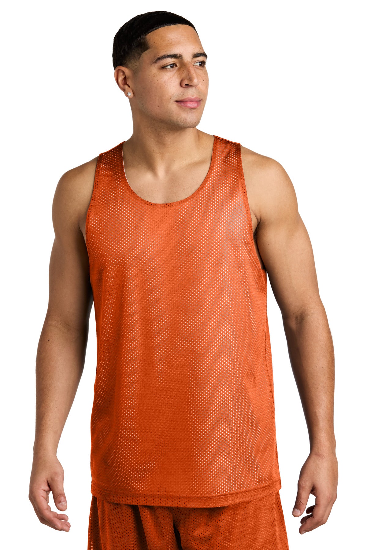 Sport-Tek PosiCharge Reversible Mesh Tank ST5000 in Deep Orange/ White