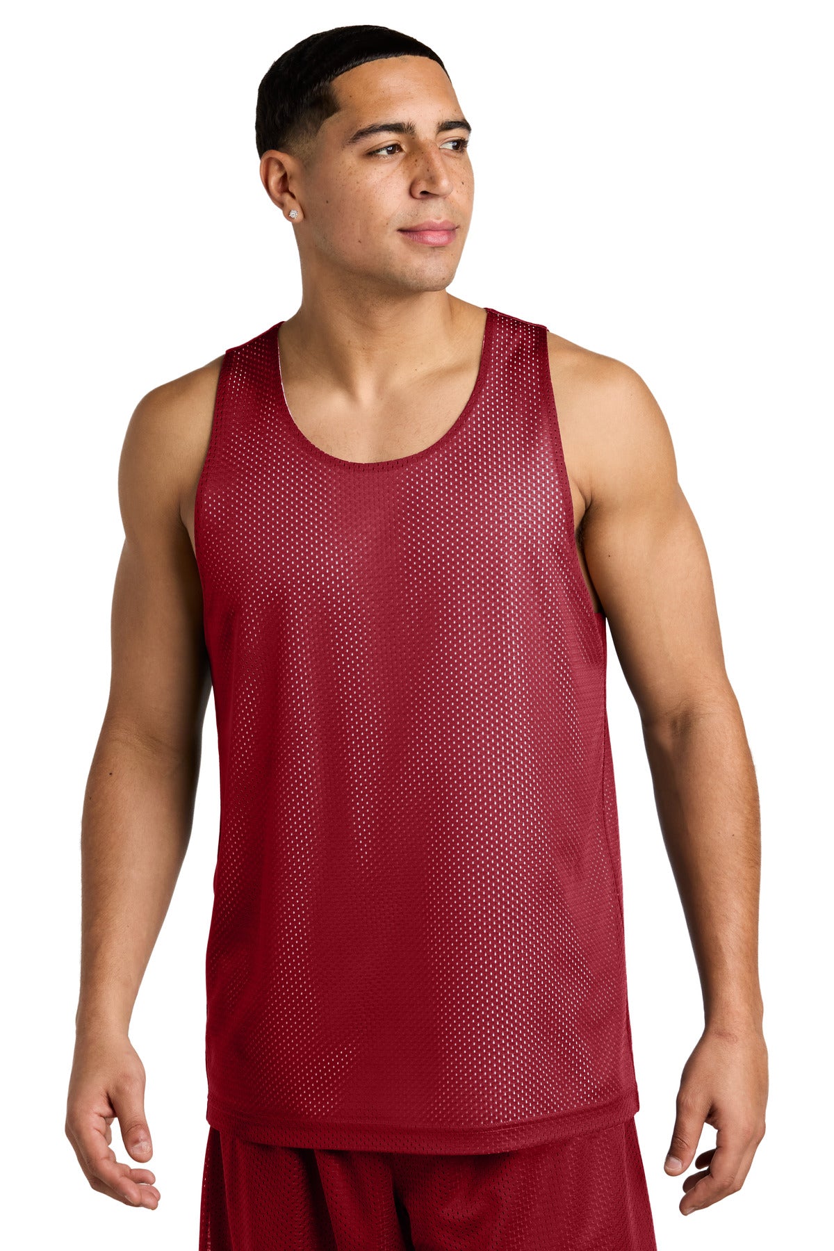 Sport-Tek PosiCharge Reversible Mesh Tank ST5000 in Deep Red/ White