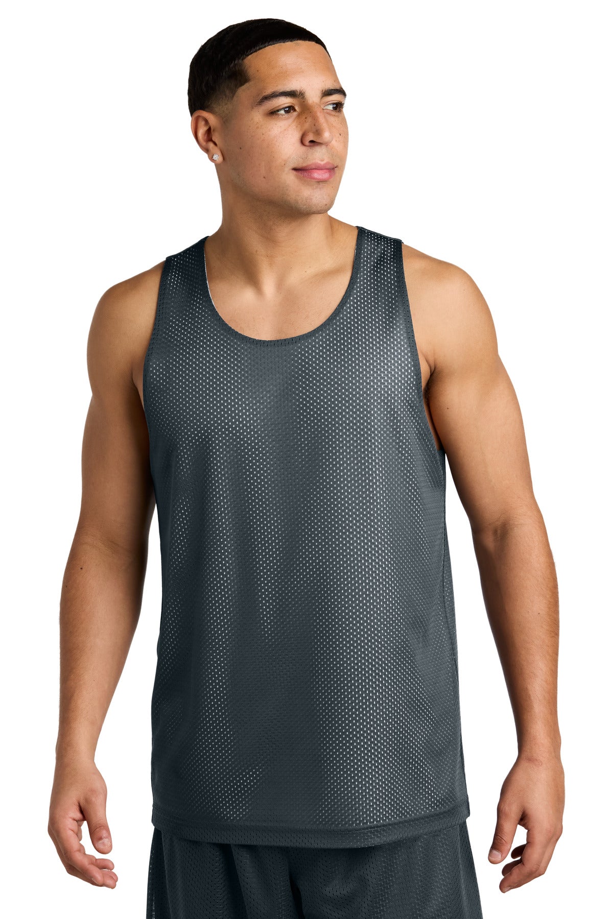 Sport-Tek PosiCharge Reversible Mesh Tank ST5000 in Iron Grey/ White