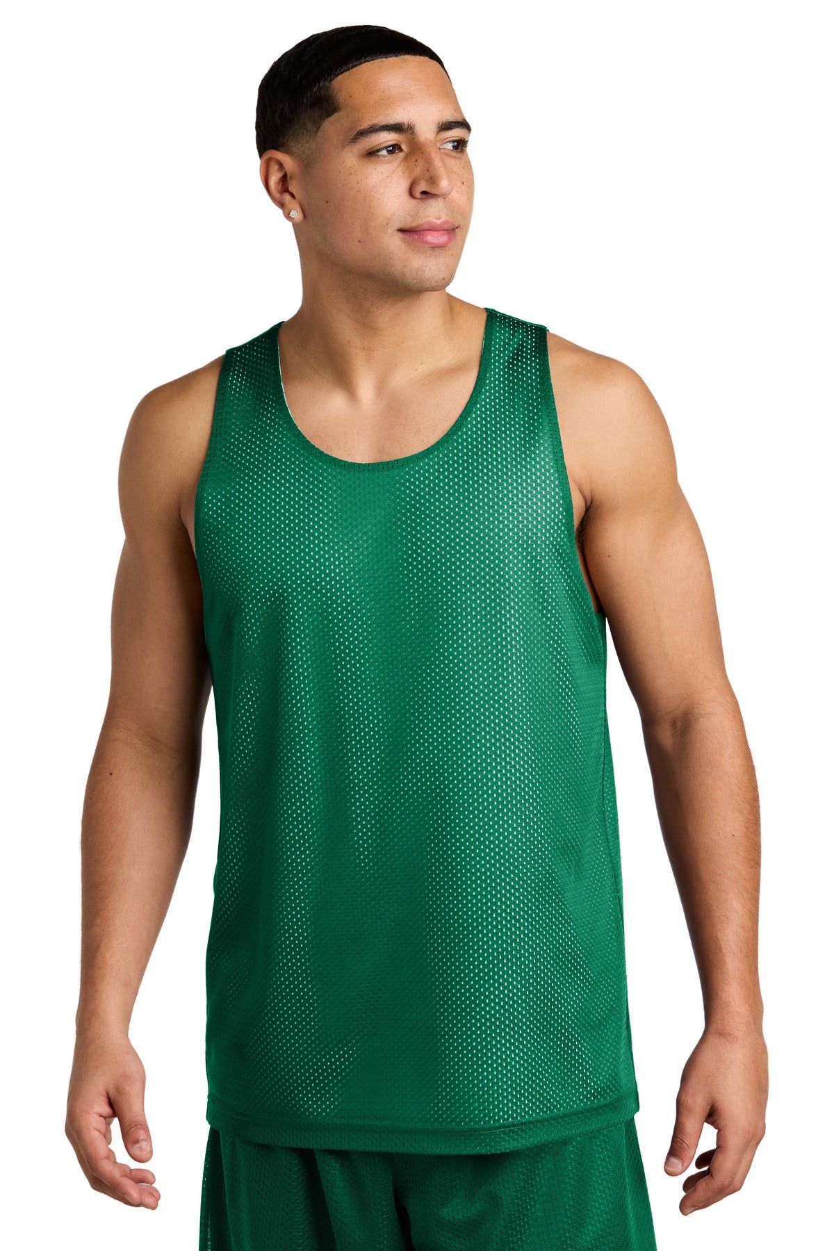 Sport-Tek PosiCharge Reversible Mesh Tank ST5000 in Kelly Green/ White