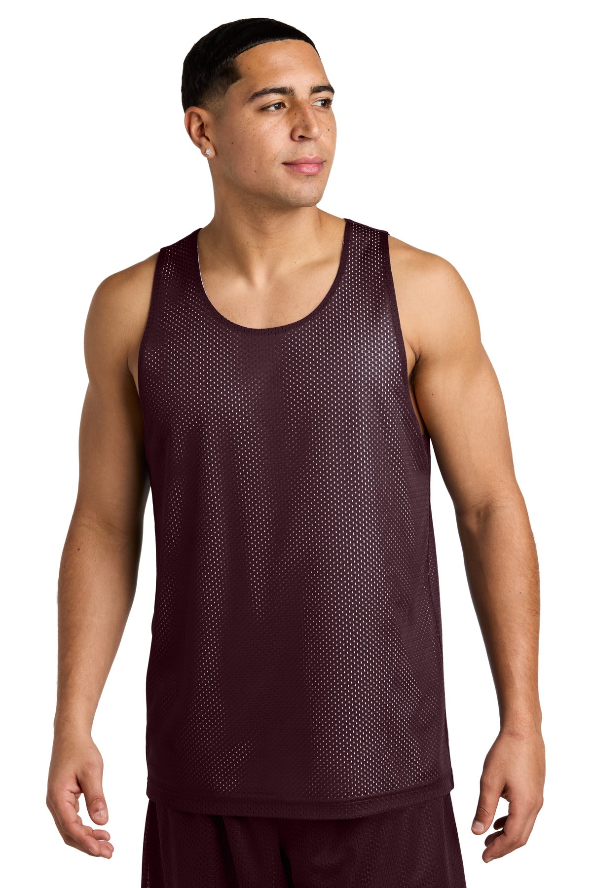 Sport-Tek PosiCharge Reversible Mesh Tank ST5000 in Maroon/ White