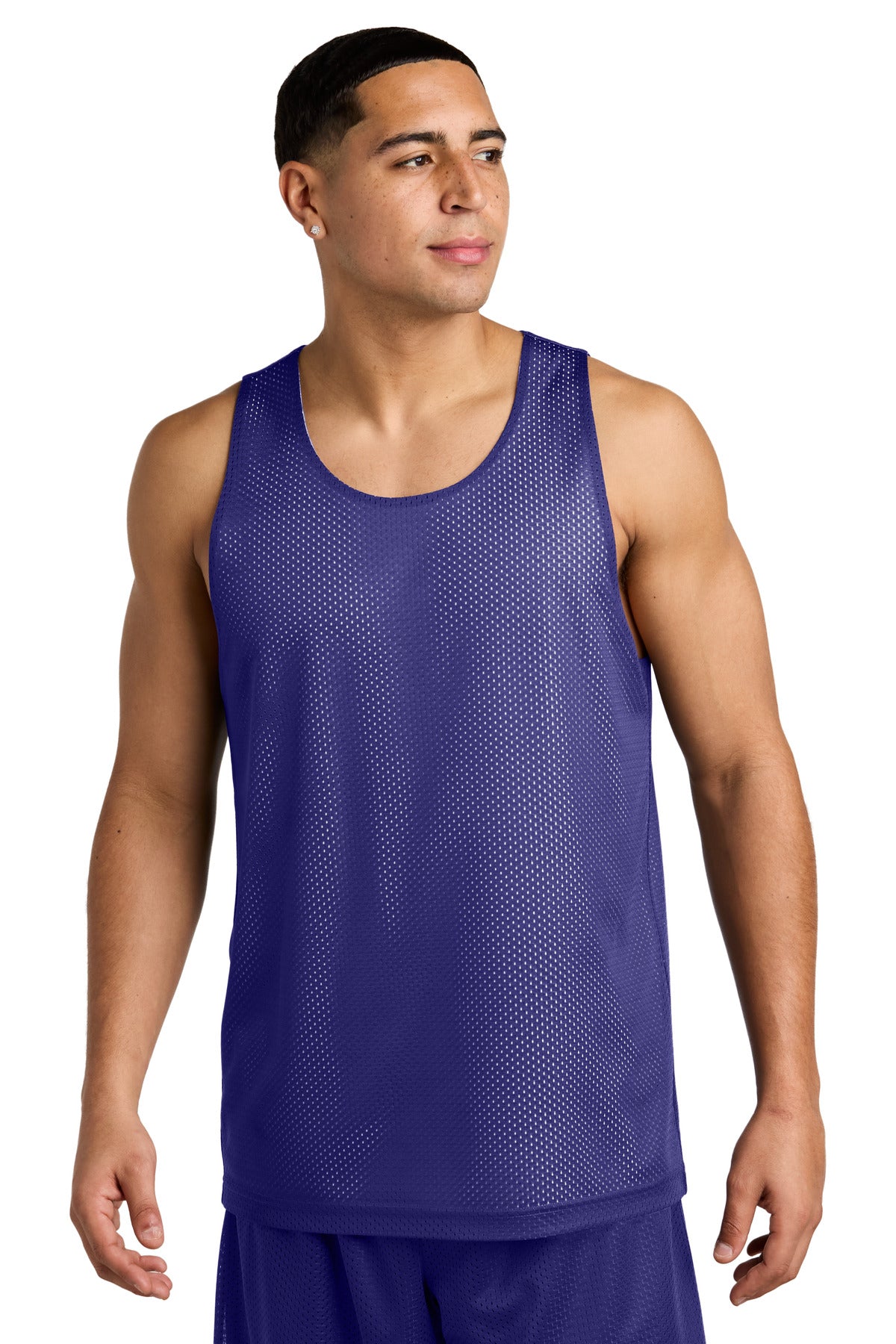 Sport-Tek PosiCharge Reversible Mesh Tank ST5000 in Purple/ White