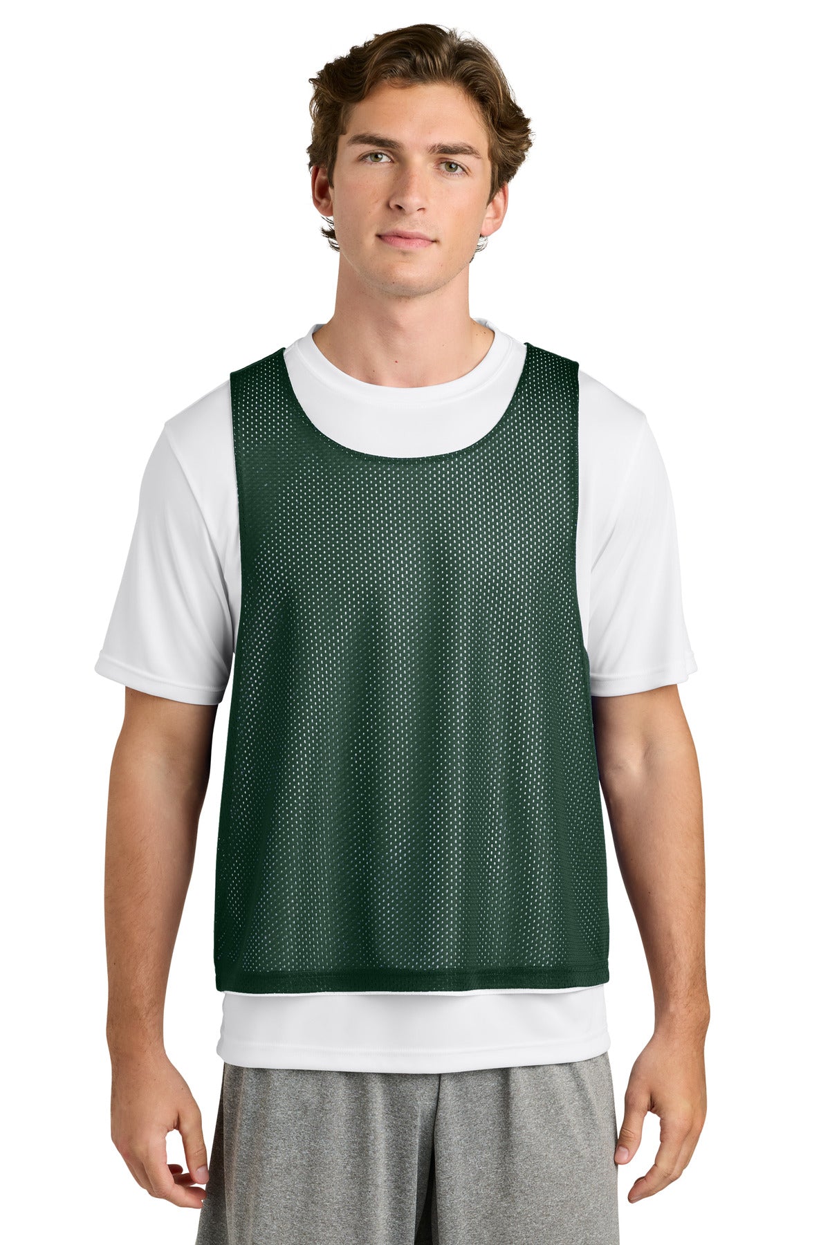 Sport-Tek Lacrosse Reversible Pinnie ST512 in Forest Green/ White
