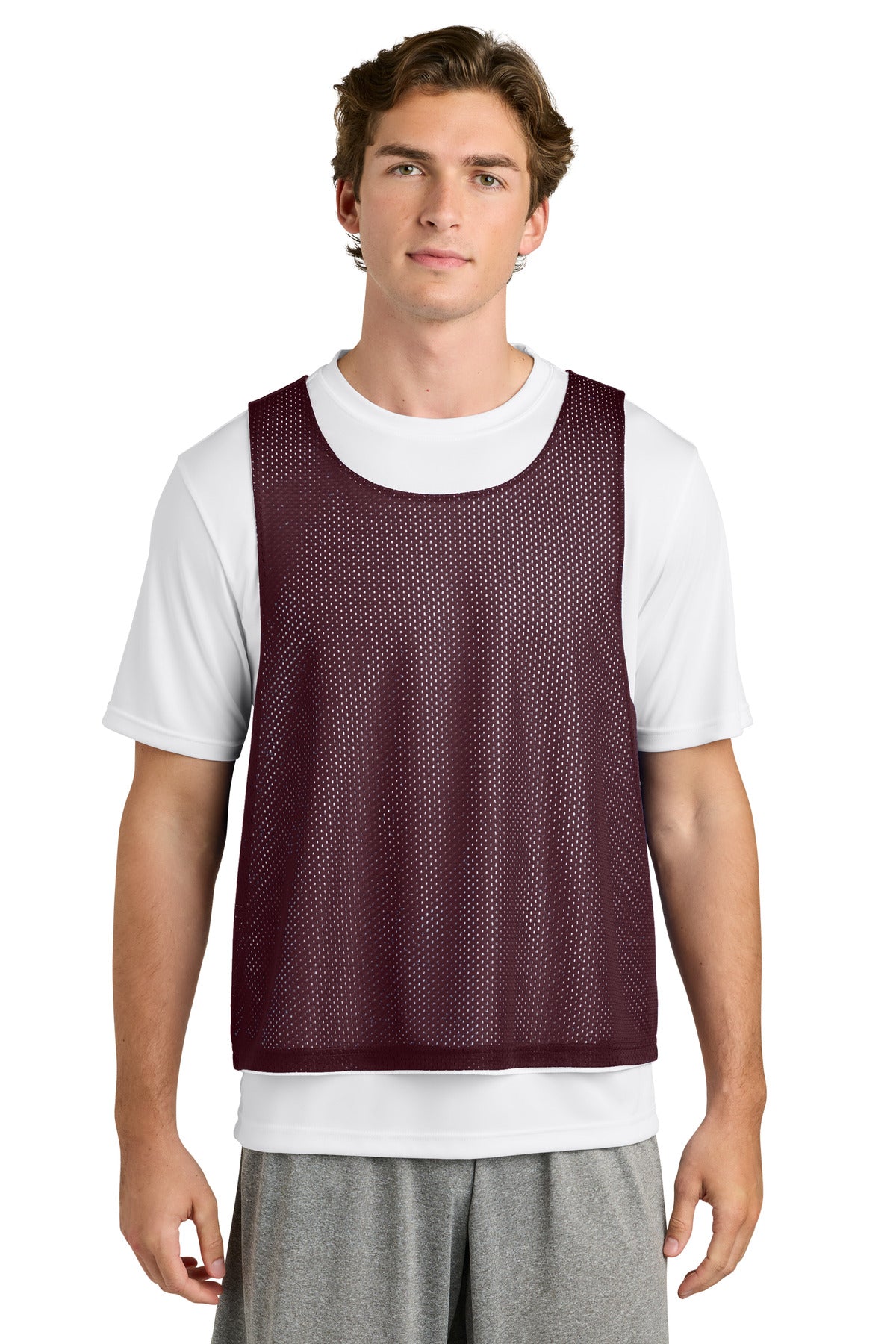 Sport-Tek Lacrosse Reversible Pinnie ST512 in Maroon/ White