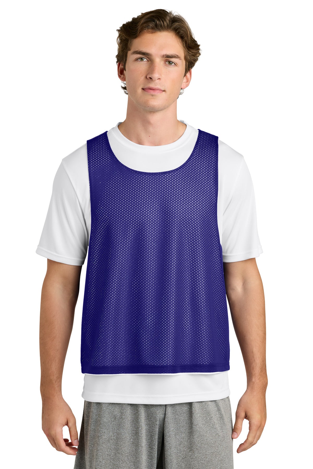 Sport-Tek Lacrosse Reversible Pinnie ST512 in Purple/ White