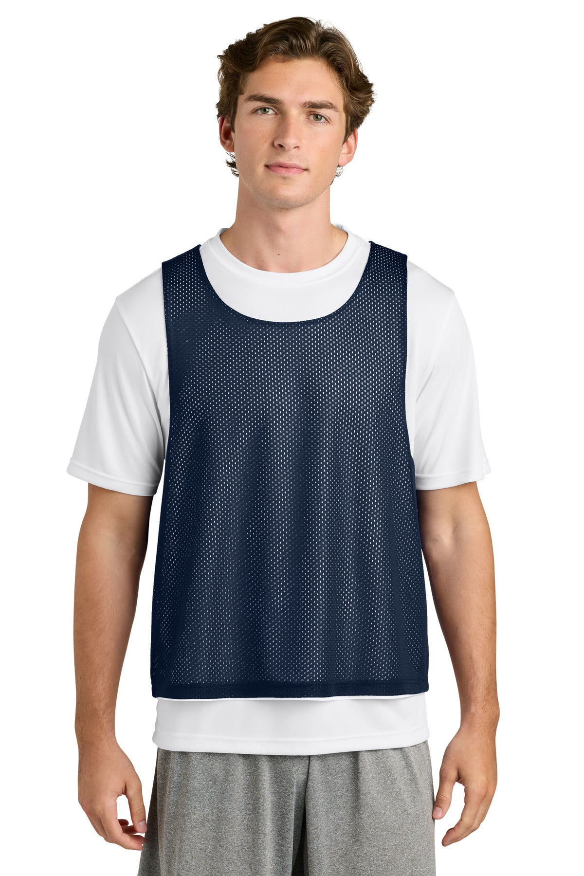 Sport-Tek Lacrosse Reversible Pinnie ST512 in True Navy/ White