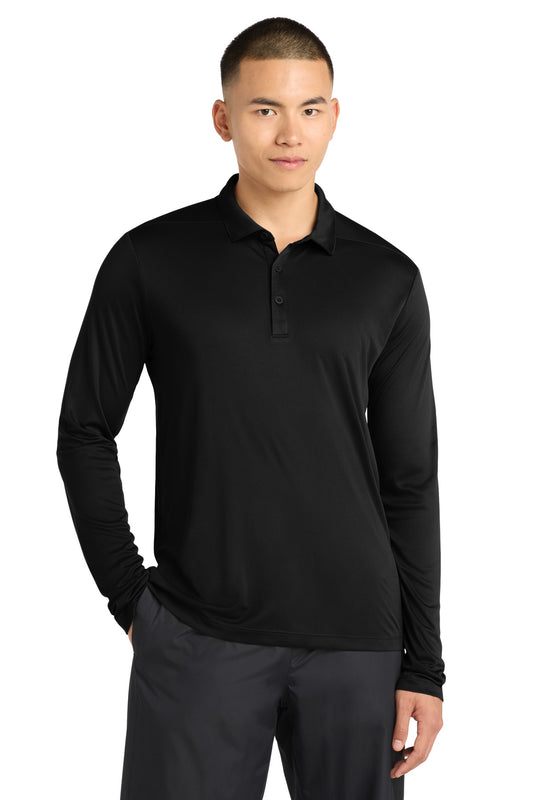 Sport-Tek   Posi-UV  Pro Long Sleeve Polo. ST520LS in Black