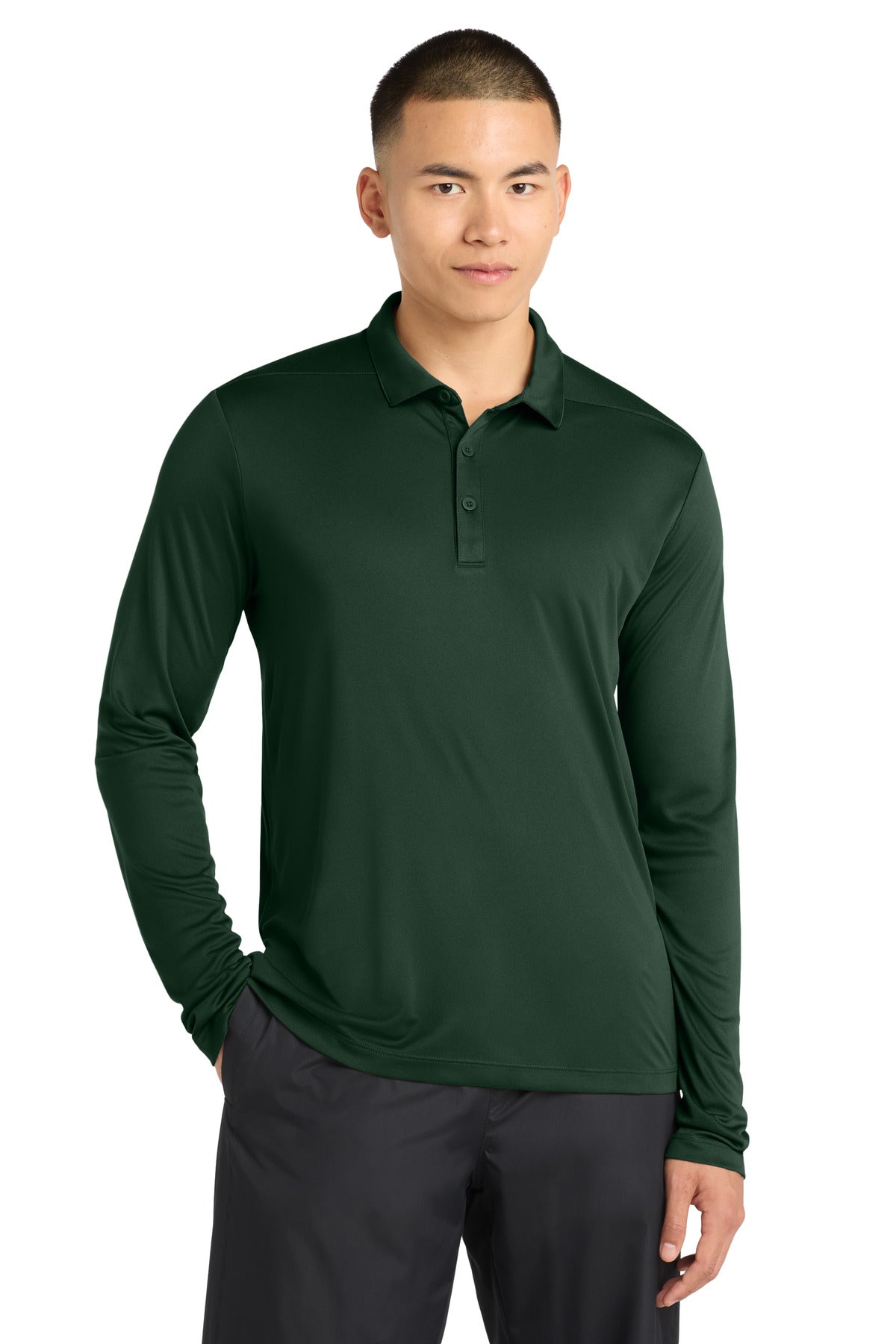 Sport-Tek   Posi-UV  Pro Long Sleeve Polo. ST520LS in Forest Green