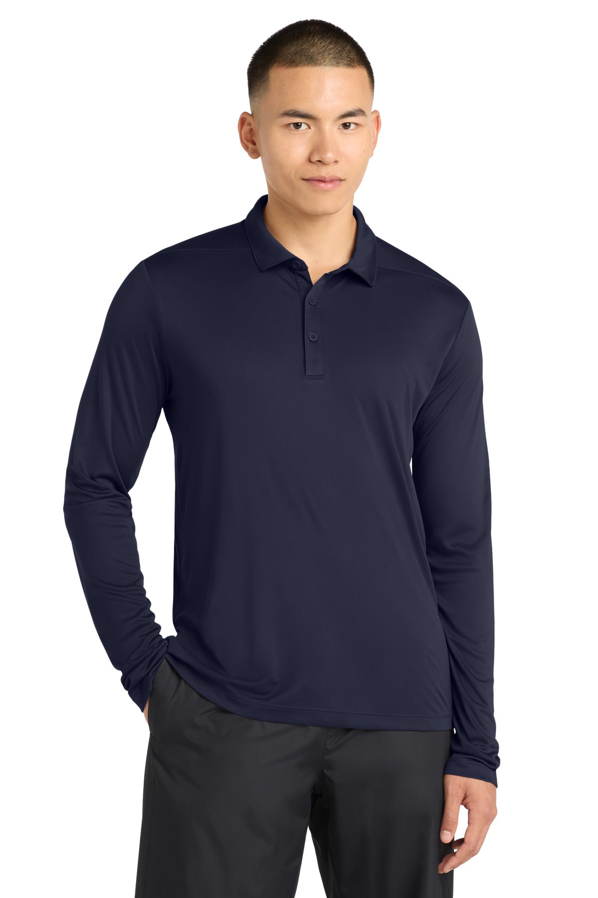 Sport-Tek   Posi-UV  Pro Long Sleeve Polo. ST520LS in True Navy