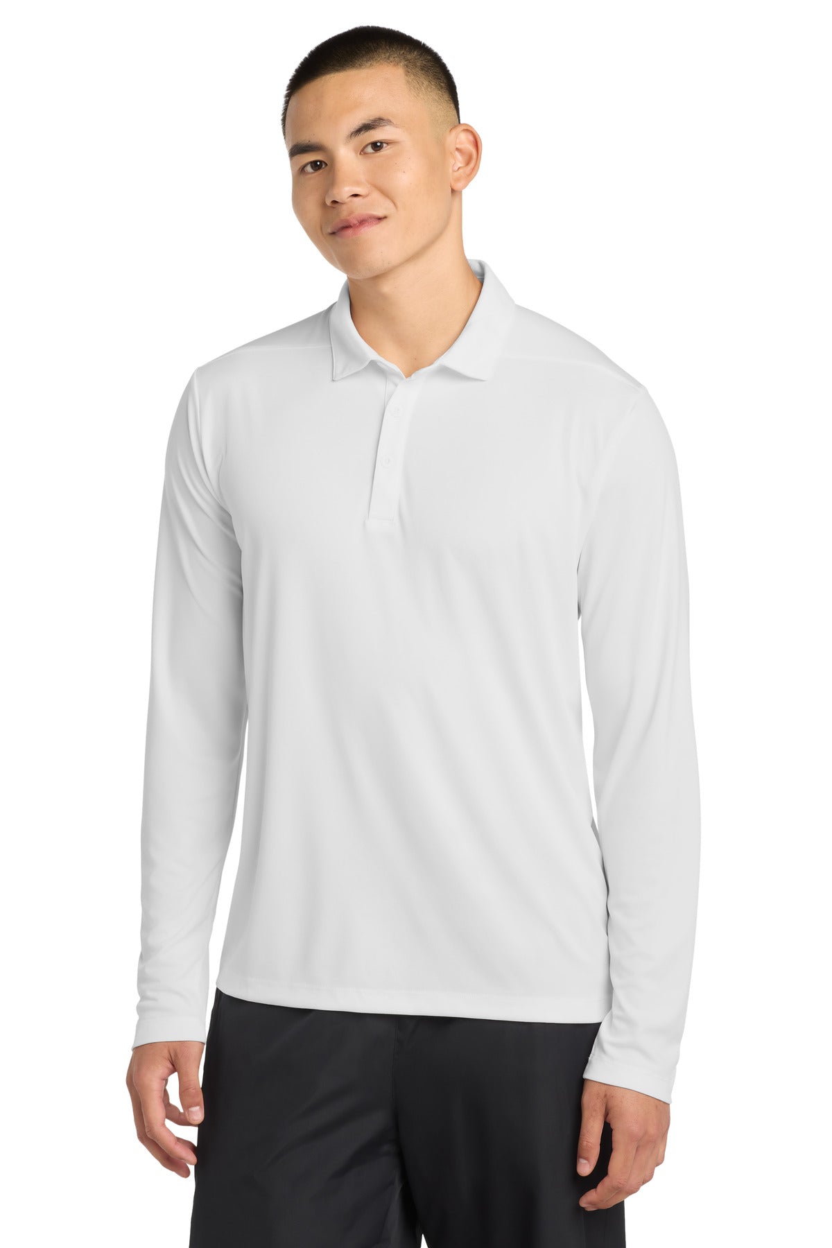 Sport-Tek   Posi-UV  Pro Long Sleeve Polo. ST520LS in White