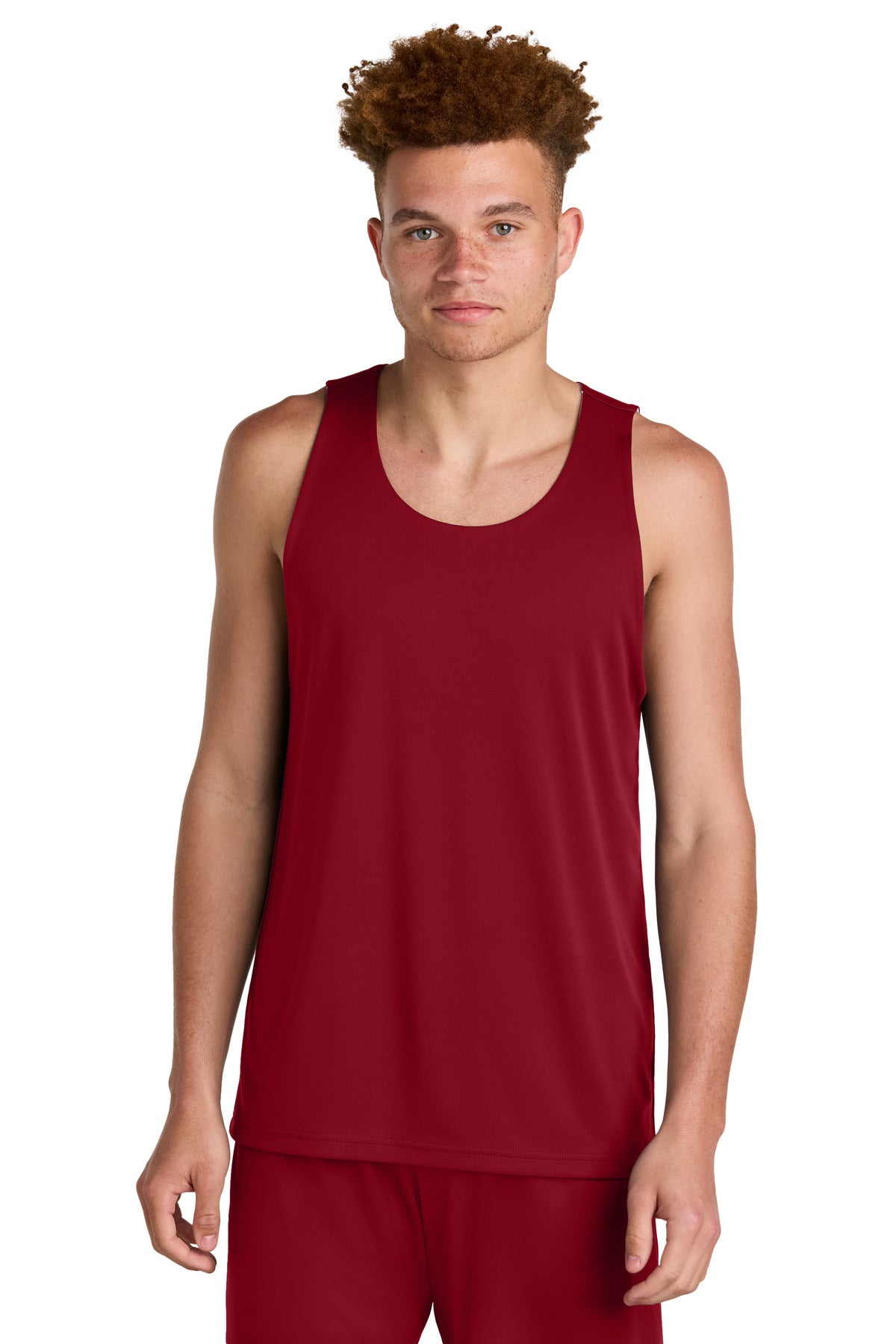 Sport-Tek PosiCharge Competitor Rev Tank ST551 in Deep Red/ White
