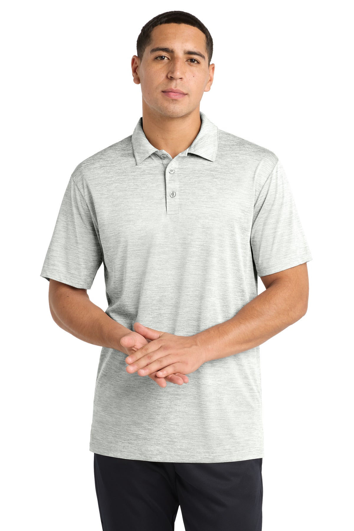 Sport-Tek  PosiCharge  Electric Heather Polo. ST590 in Silver Electric