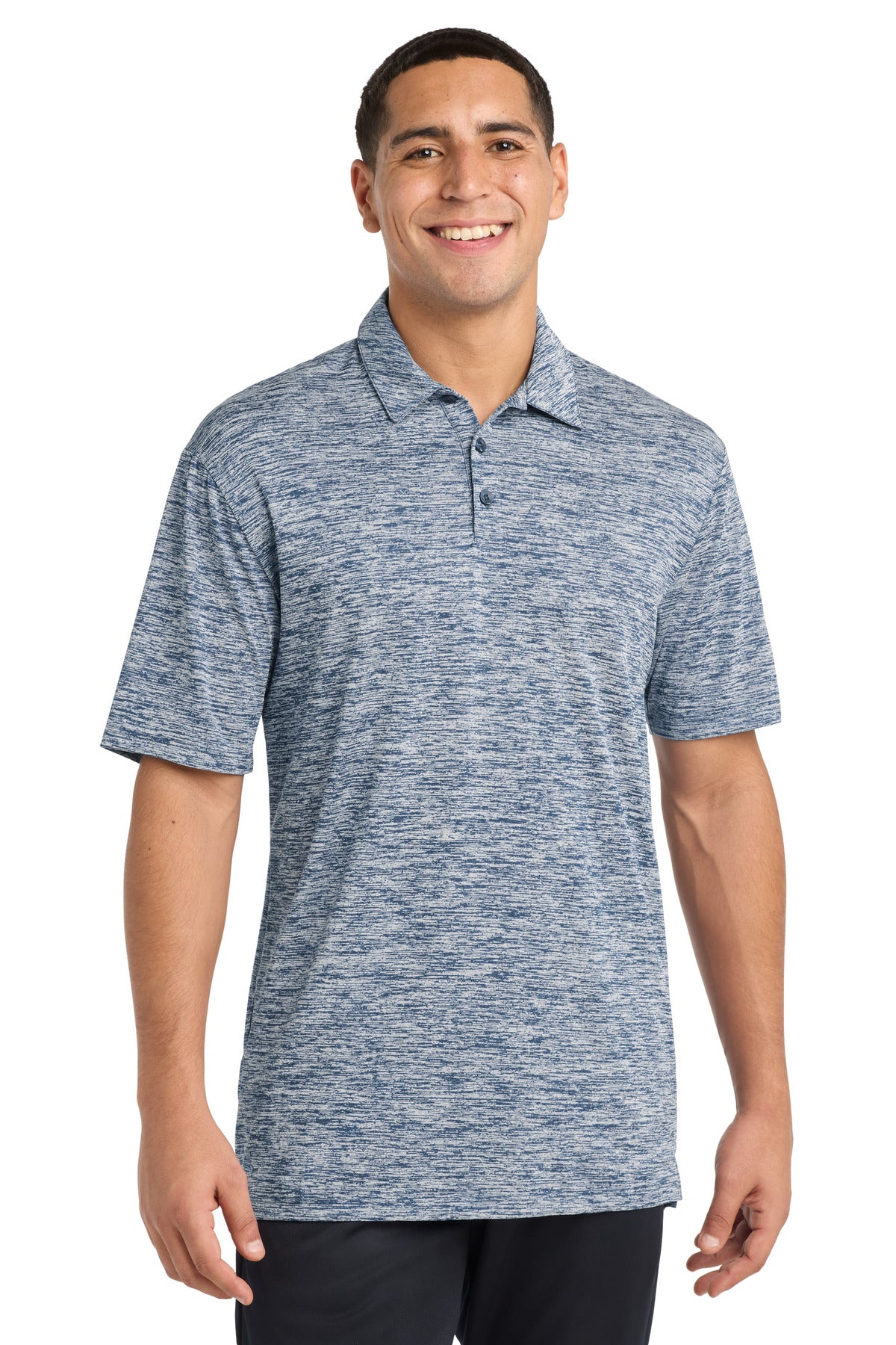 Sport-Tek  PosiCharge  Electric Heather Polo. ST590 in True Navy Electric