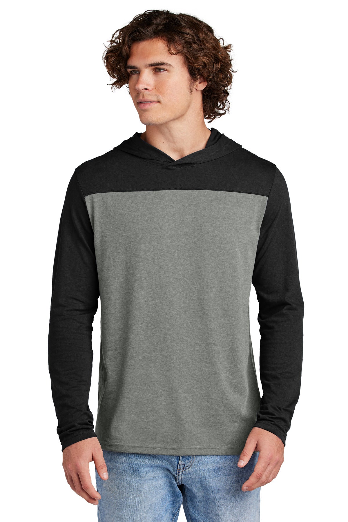 Sport-Tek Halftime Long Sleeve Hoodie ST6044 in Black/ Vintage Heather
