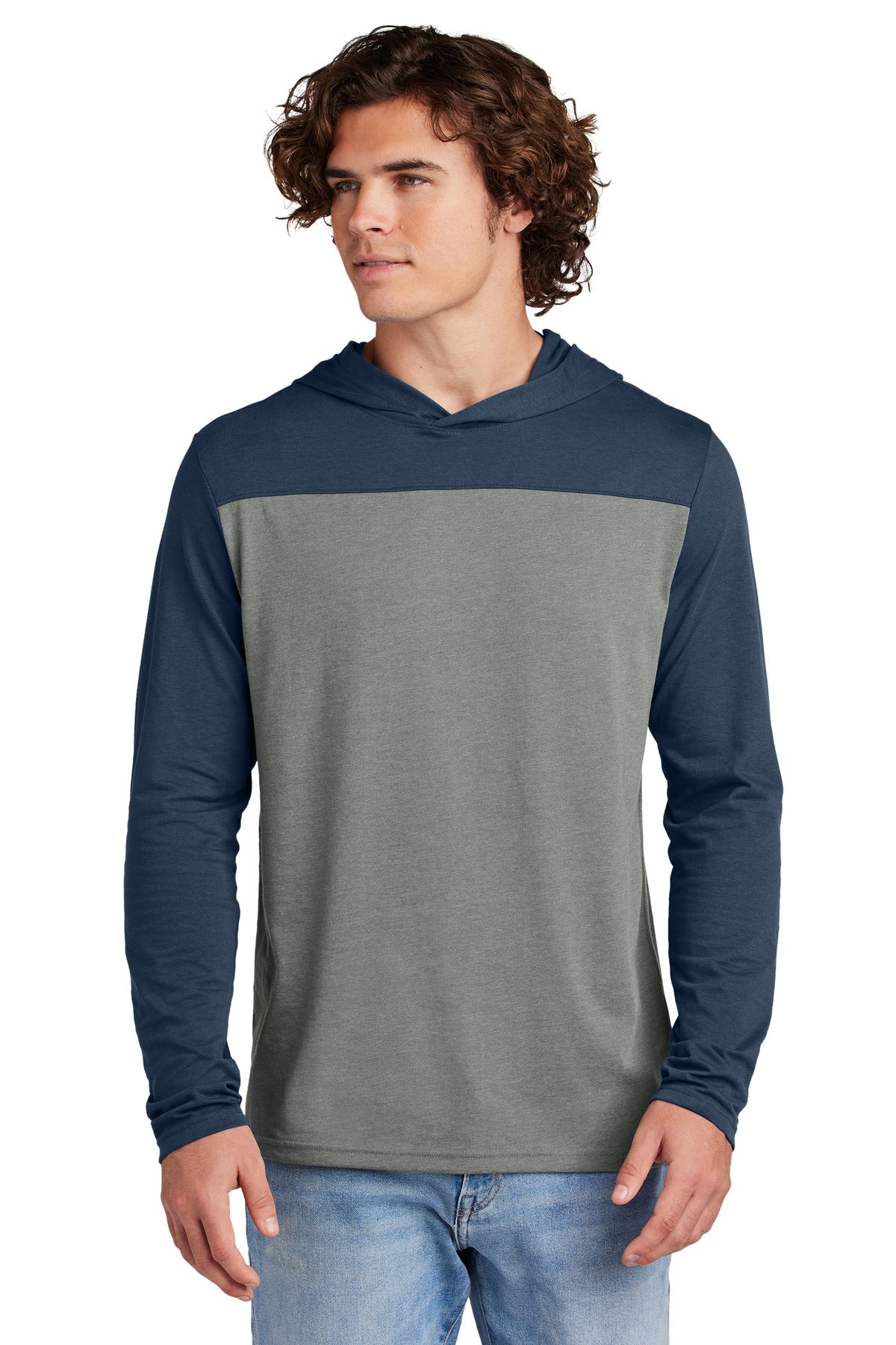 Sport-Tek Halftime Long Sleeve Hoodie ST6044 in True Navy/ Vintage Heather