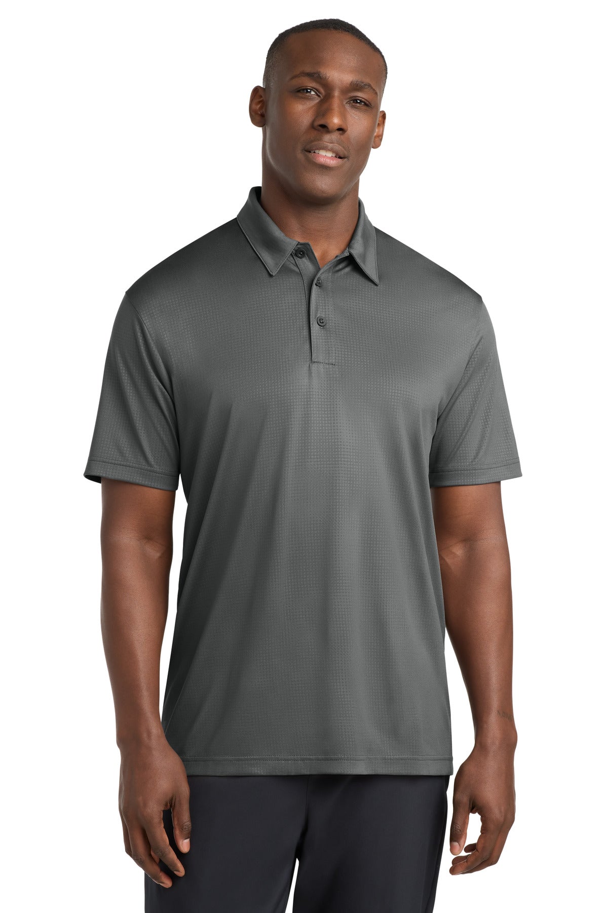 Sport-Tek Embossed PosiCharge Tough Polo. ST630 in Dark Smoke Grey