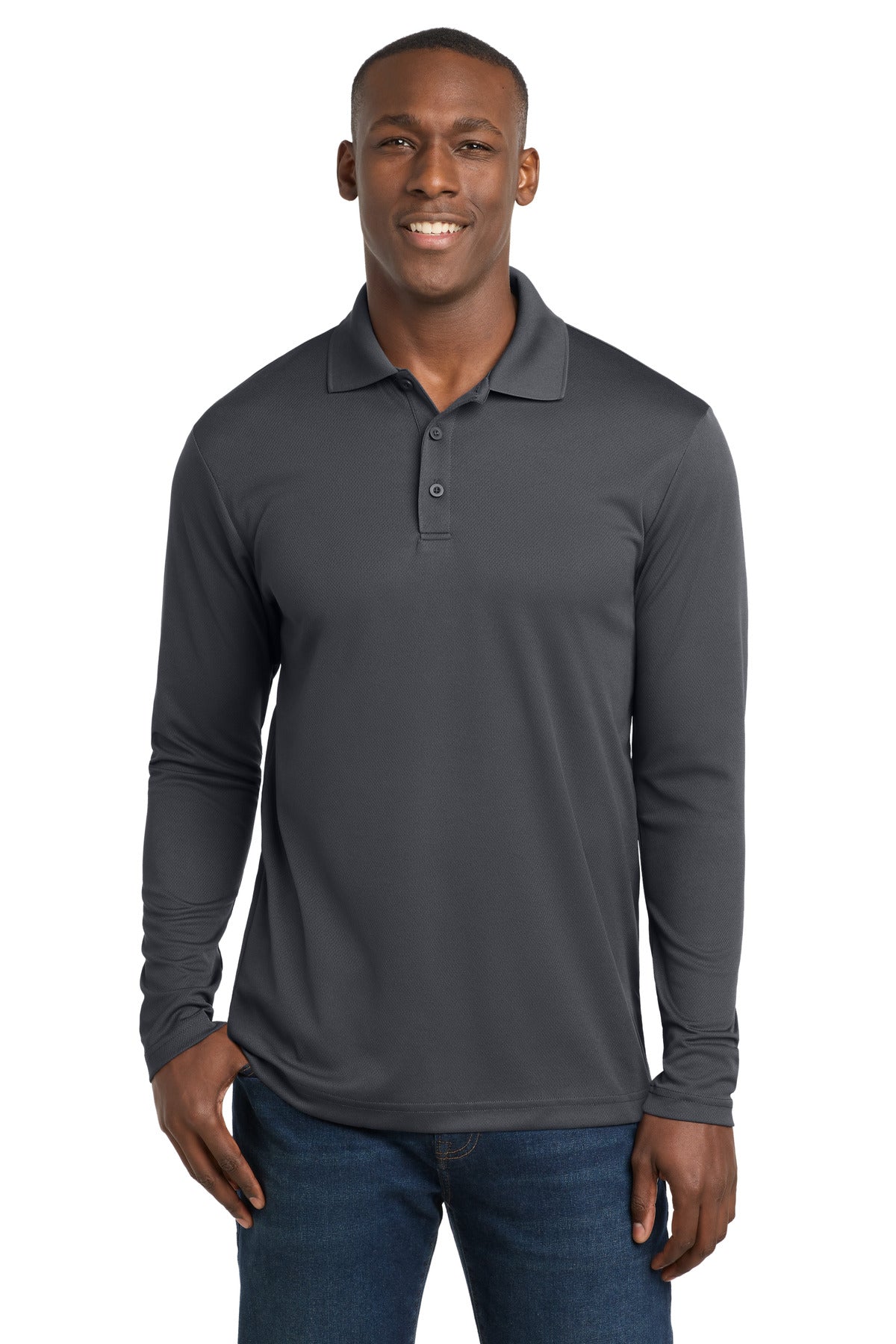 Sport-Tek  PosiCharge  RacerMesh  Long Sleeve Polo. ST640LS in Graphite