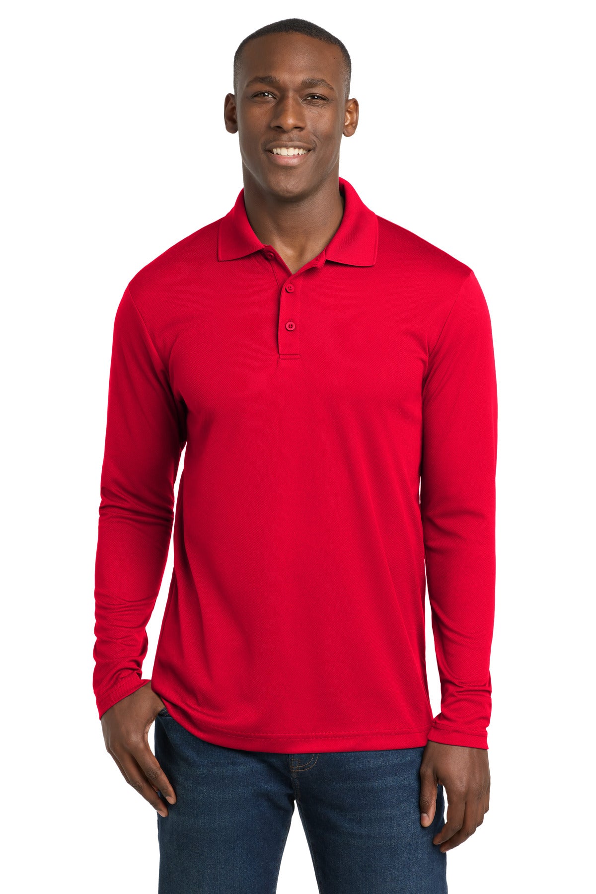 Sport-Tek  PosiCharge  RacerMesh  Long Sleeve Polo. ST640LS in True Red