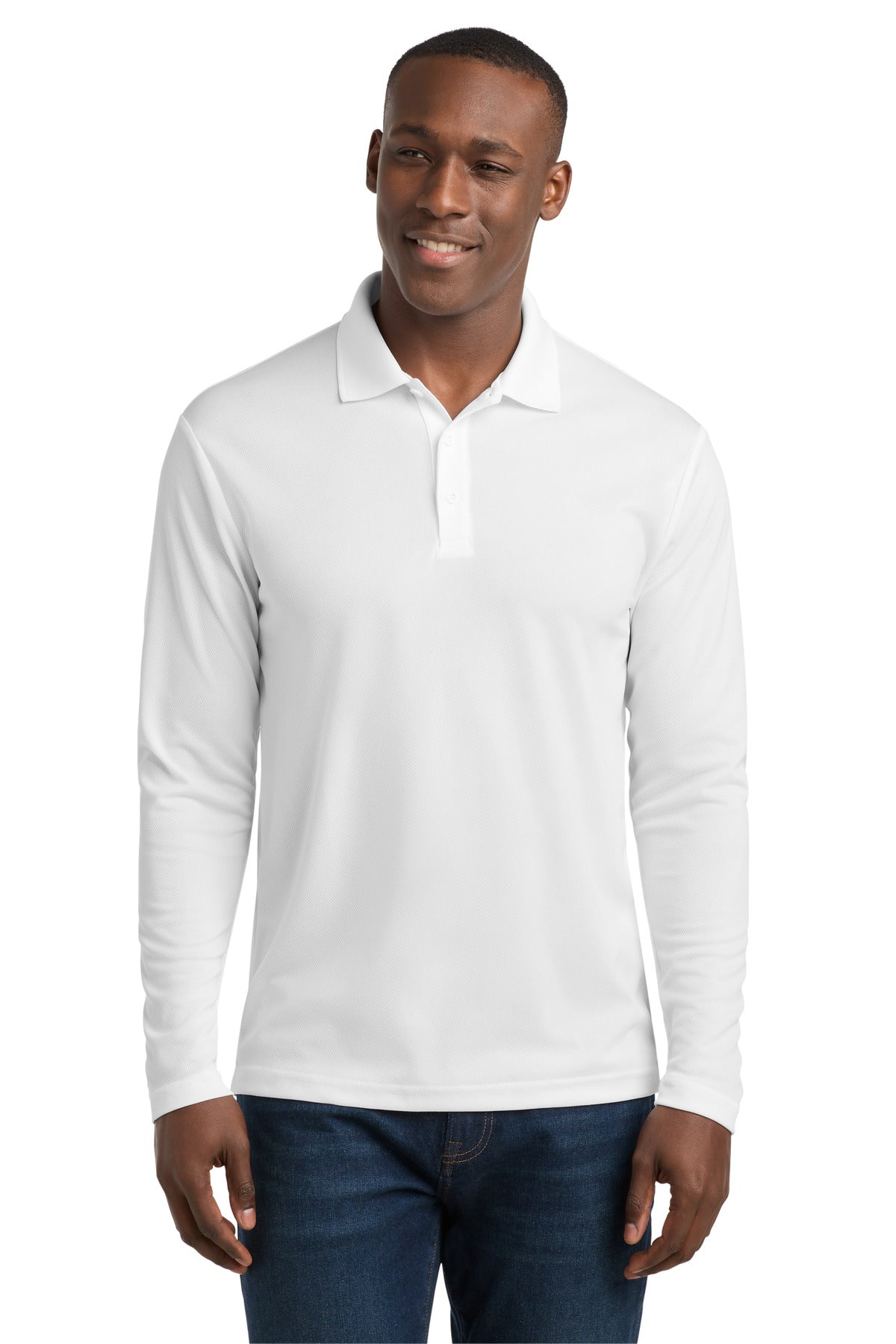 Sport-Tek  PosiCharge  RacerMesh  Long Sleeve Polo. ST640LS in White