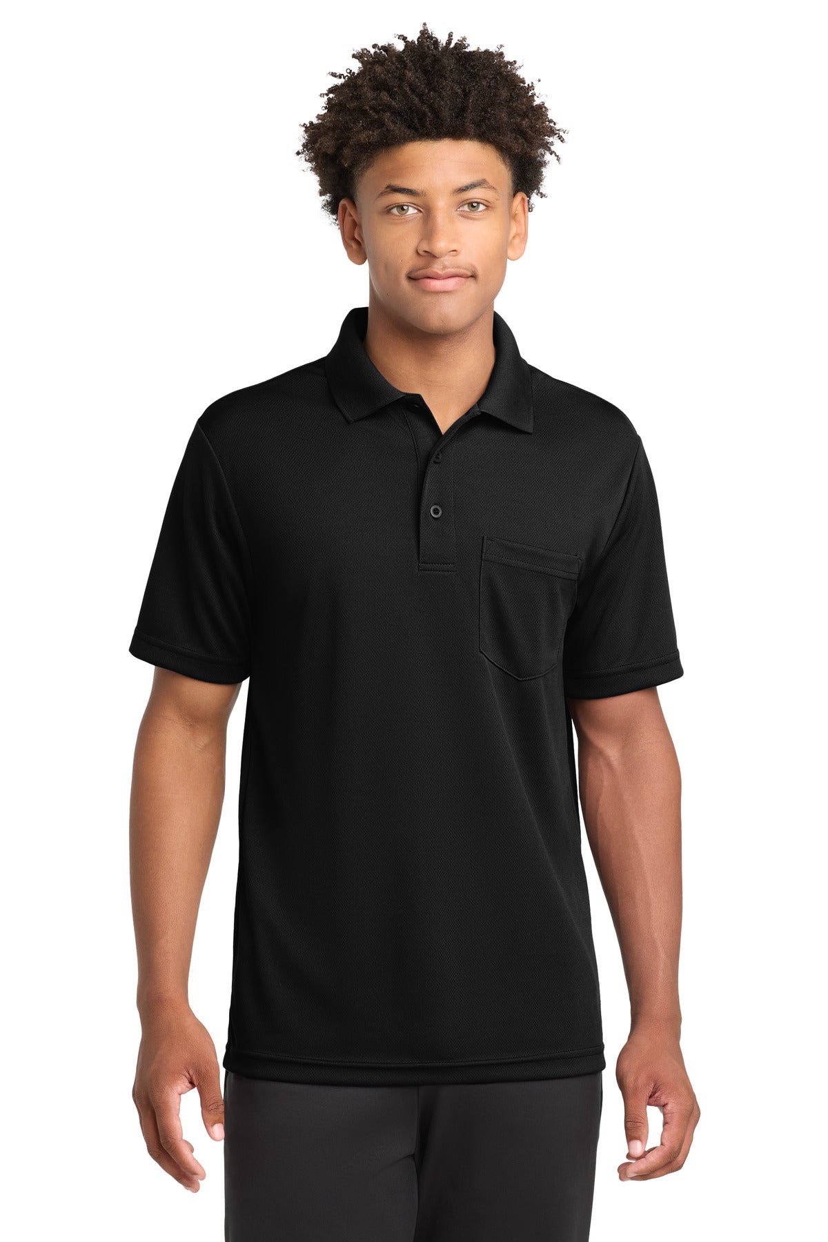 Sport-Tek  PosiCharge  RacerMesh  Pocket Polo. ST640P in Black