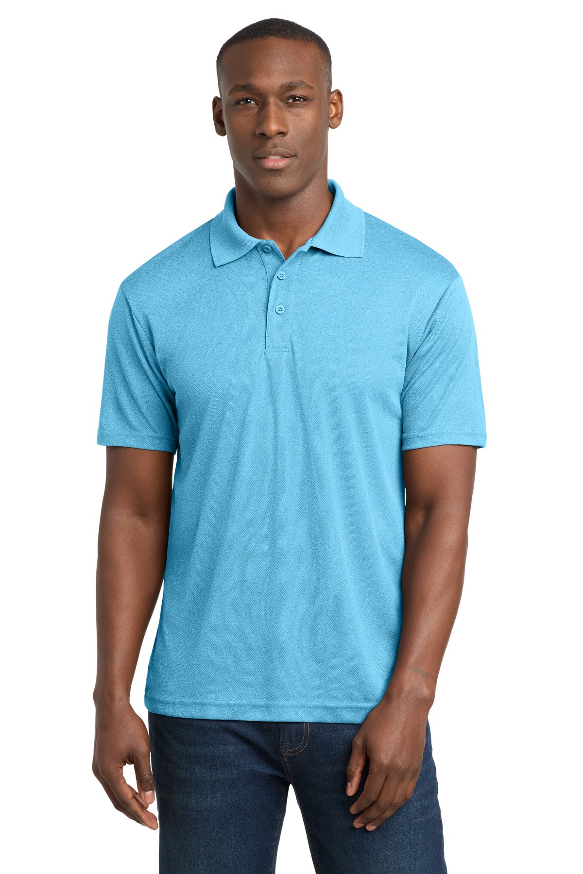 Sport-Tek PosiCharge RacerMesh Polo. ST640 in Pond Blue Heather