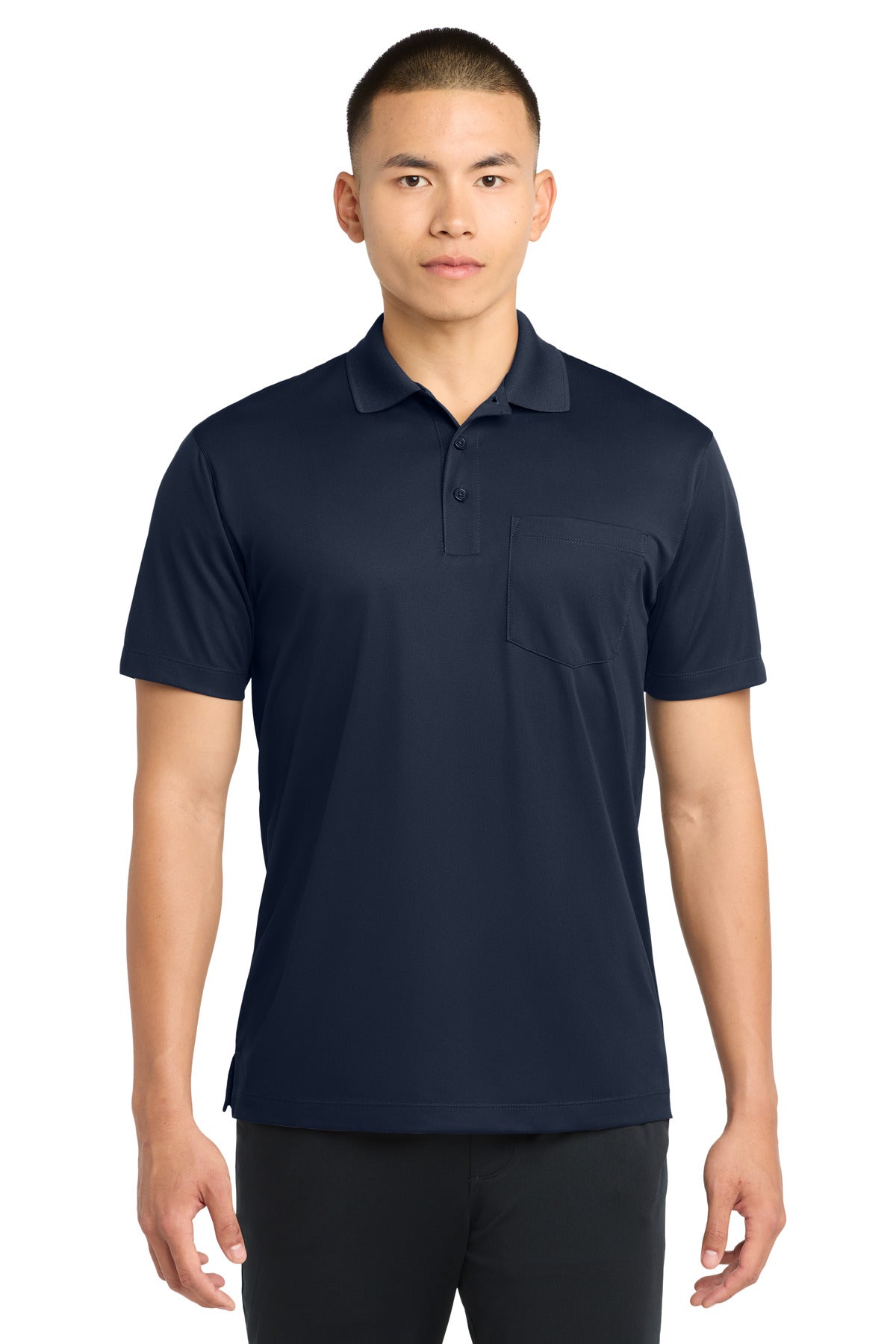 Sport-Tek Micropique Sport-Wick Pocket Polo. ST651 in True Navy