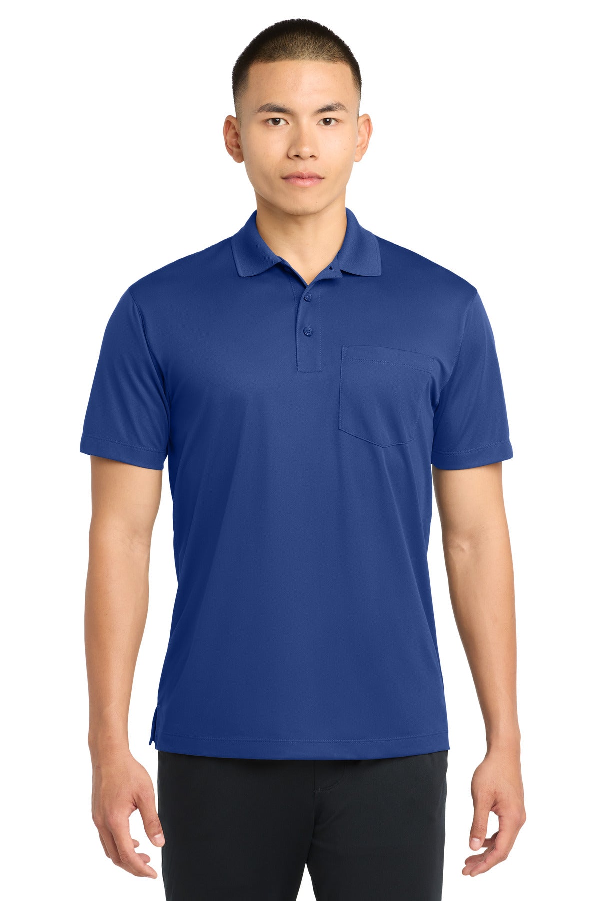 Sport-Tek Micropique Sport-Wick Pocket Polo. ST651 in True Royal