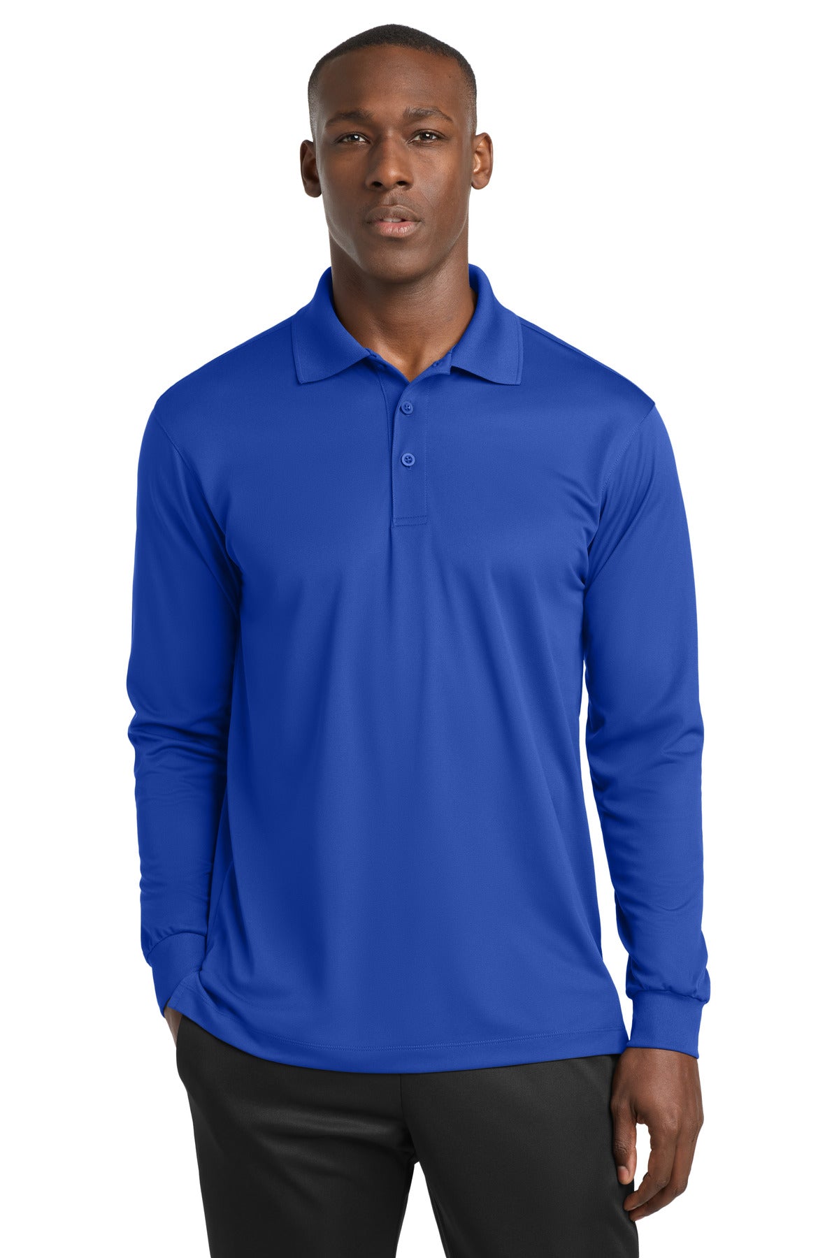 Sport-Tek Long Sleeve Micropique Sport-Wick Polo. ST657 in True Royal