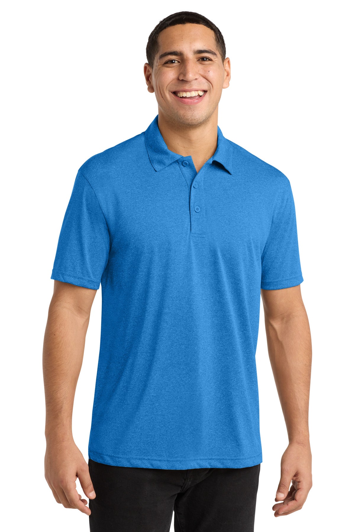 Sport-Tek Heather Contender Polo. ST660 in Blue Wake Heather