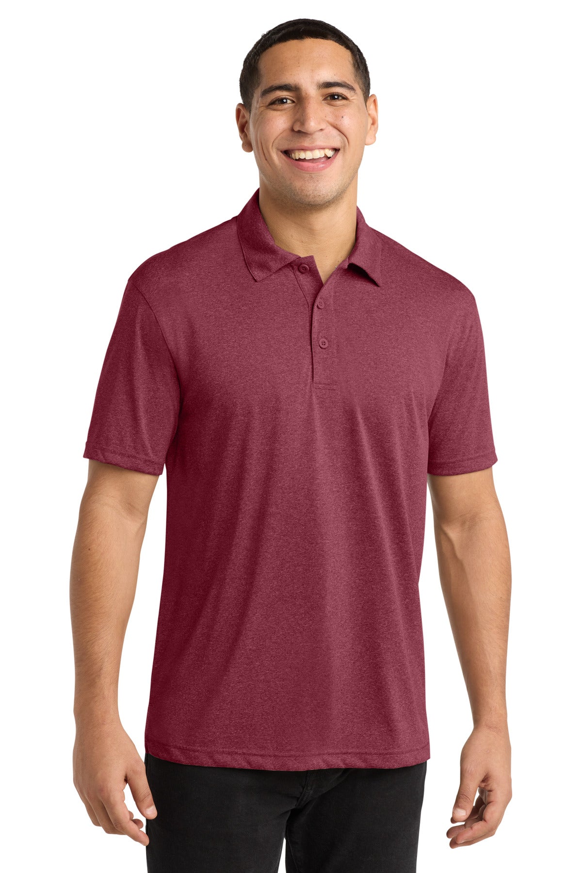 Sport-Tek Heather Contender Polo. ST660 in Cardinal Heather