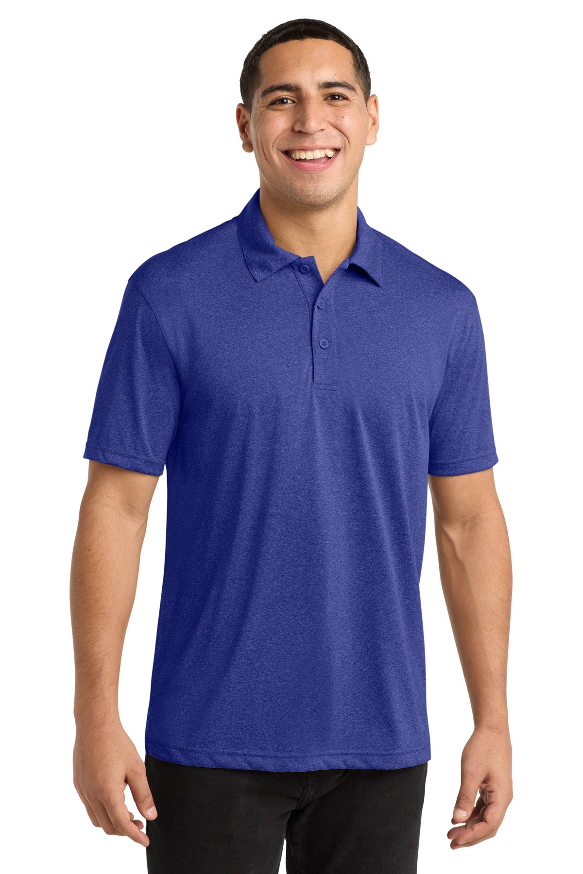Sport-Tek Heather Contender Polo. ST660 in Cobalt Heather