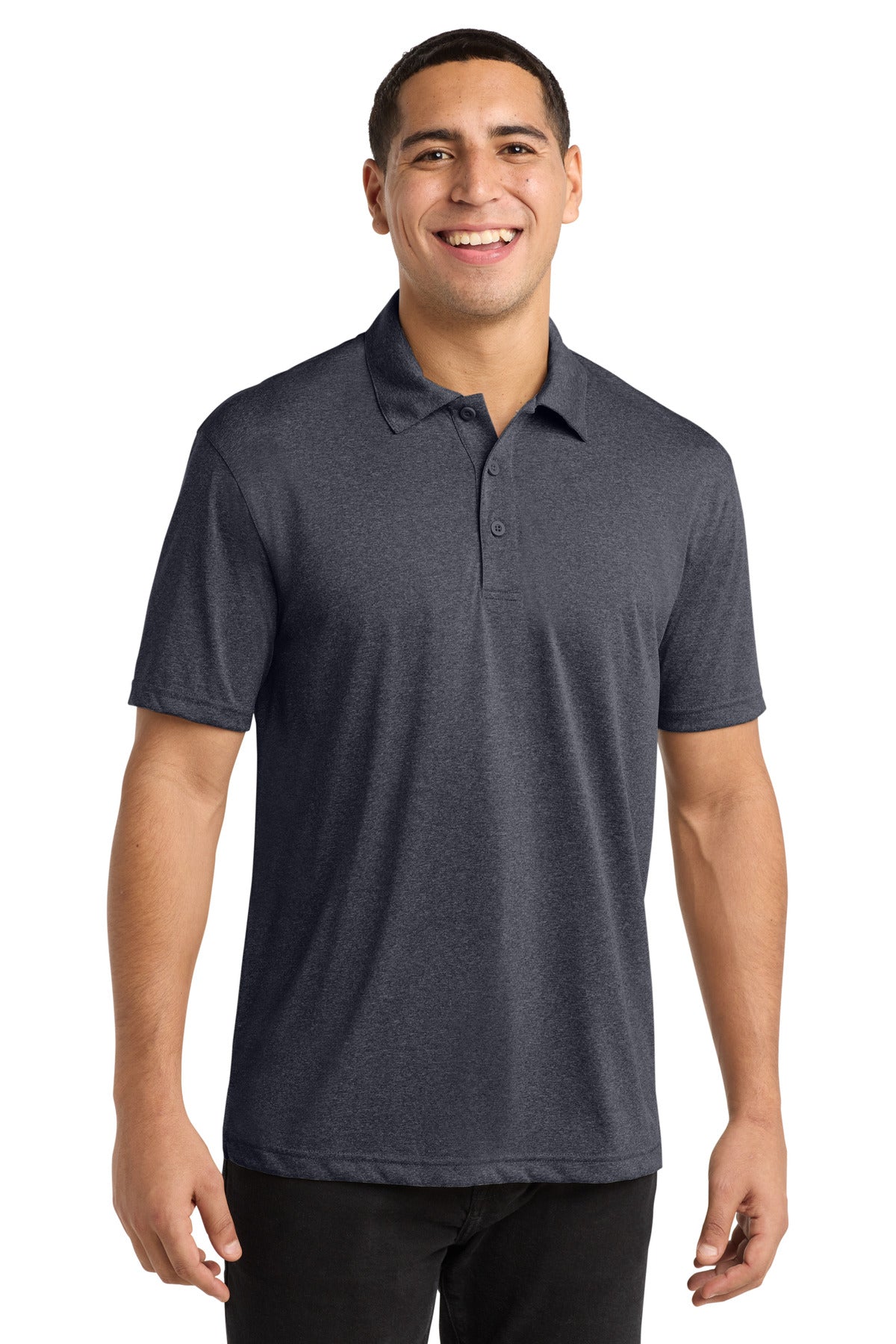 Sport-Tek Heather Contender Polo. ST660 in Graphite Heather