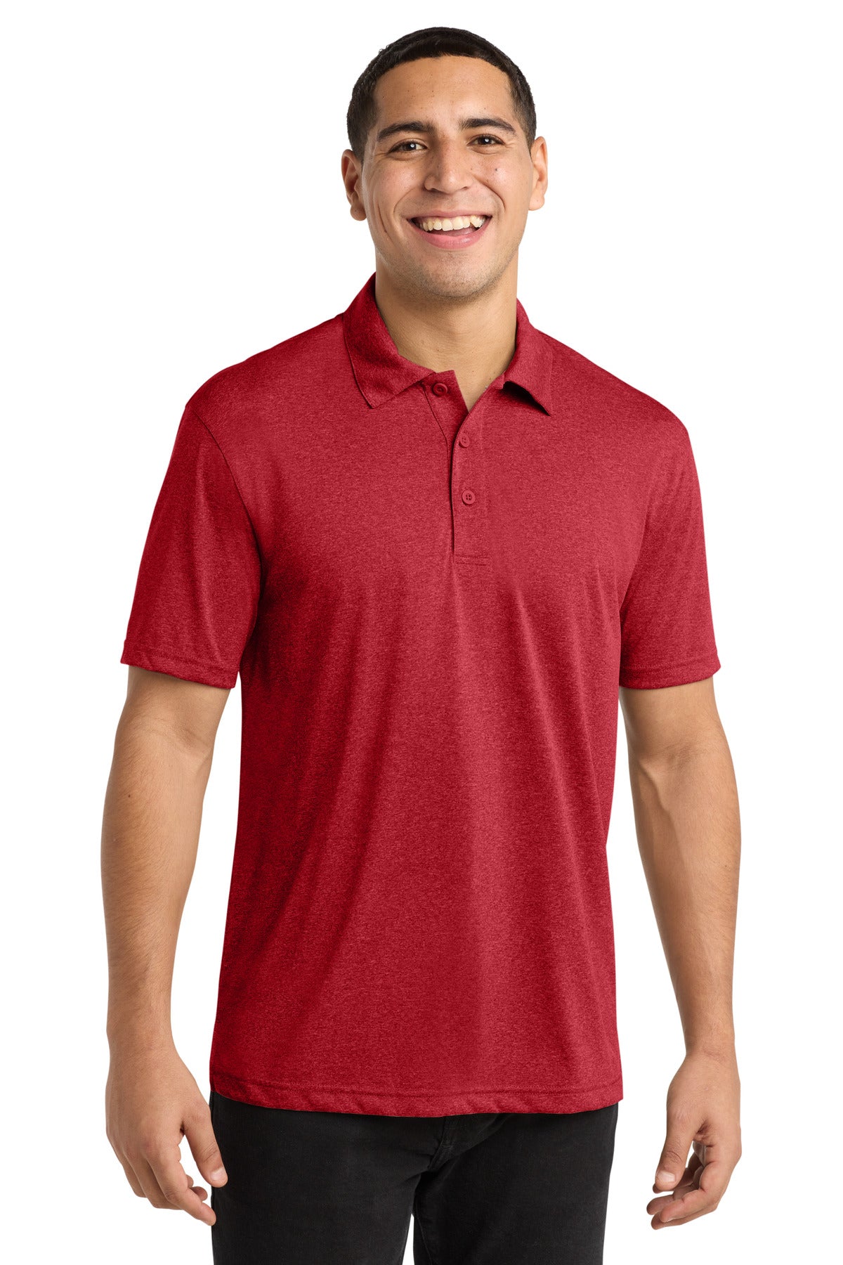 Sport-Tek Heather Contender Polo. ST660 in Scarlet Heather