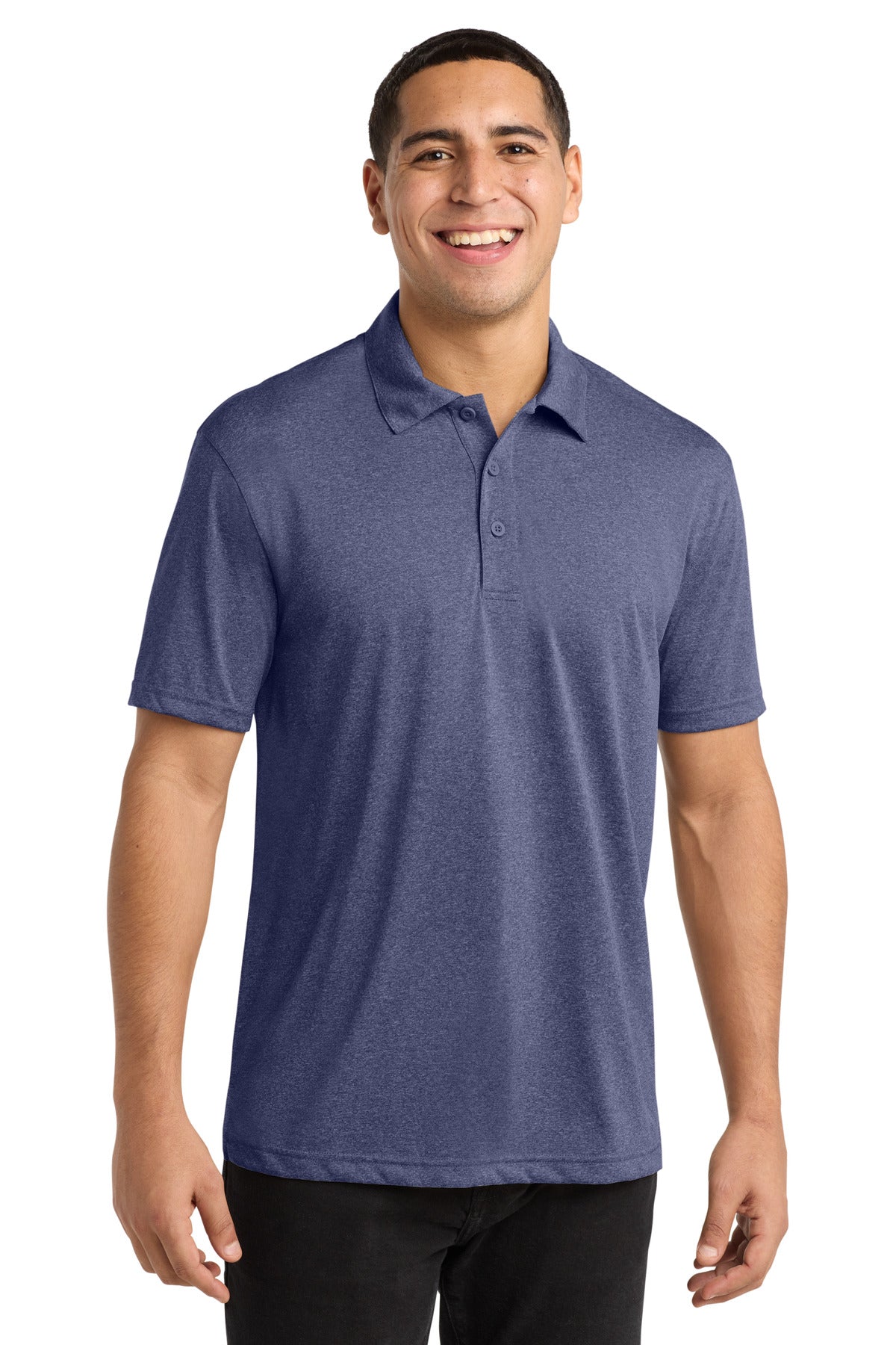 Sport-Tek Heather Contender Polo. ST660 in True Navy Heather