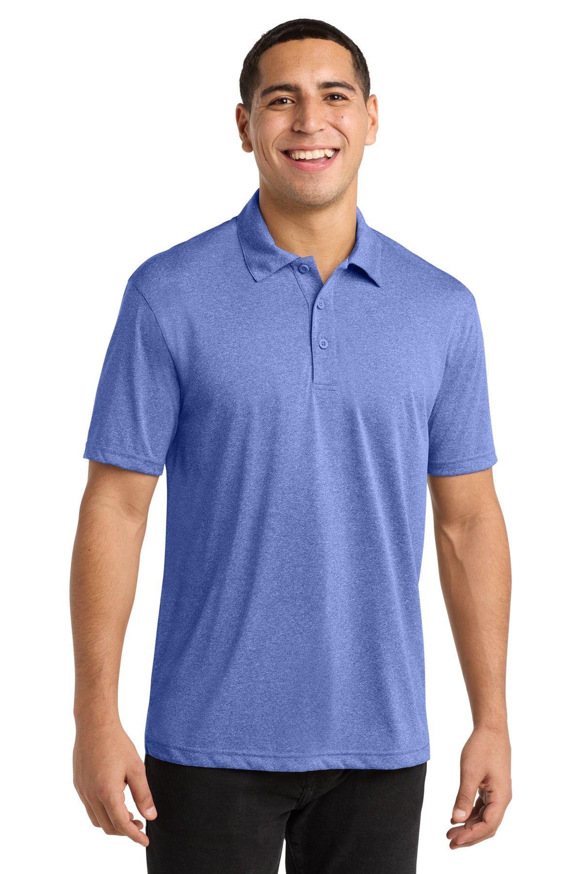 Sport-Tek Heather Contender Polo. ST660 in True Royal Heather