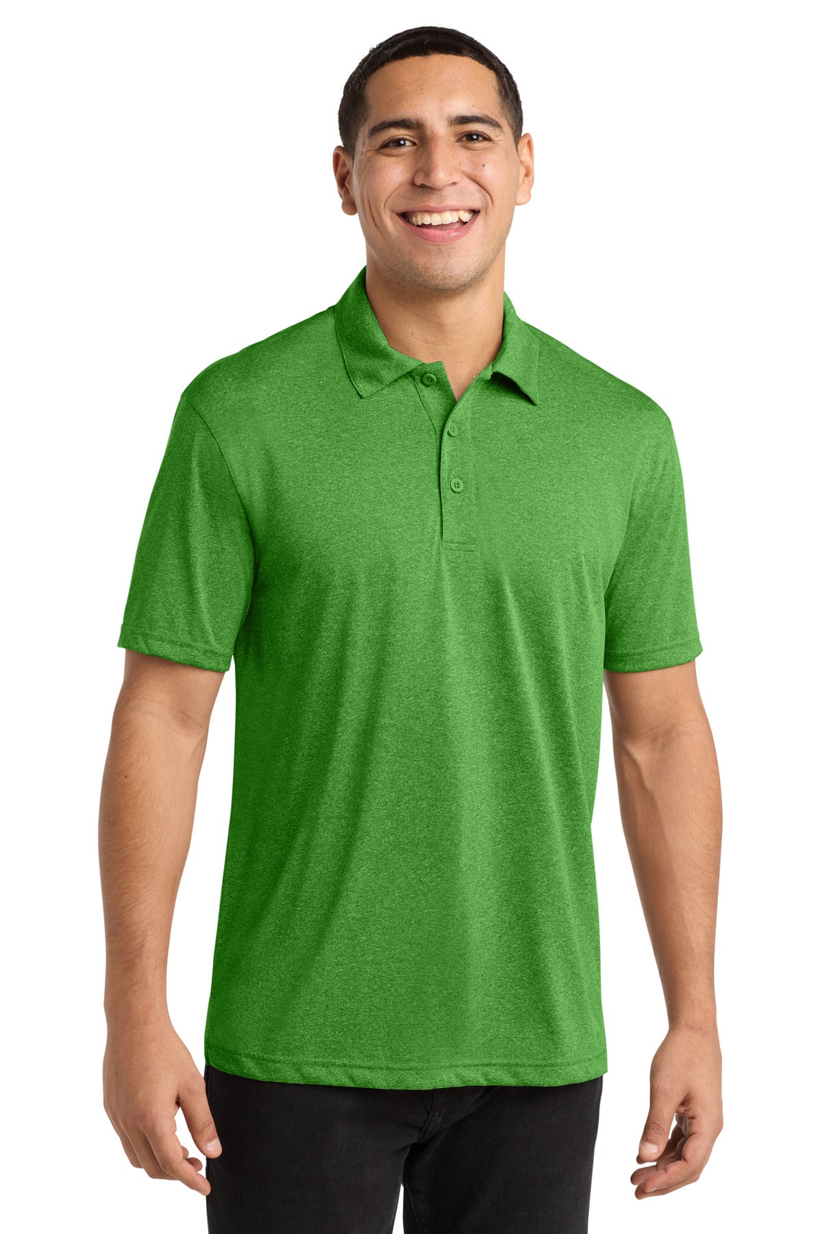Sport-Tek Heather Contender Polo. ST660 in Turf Green Heather
