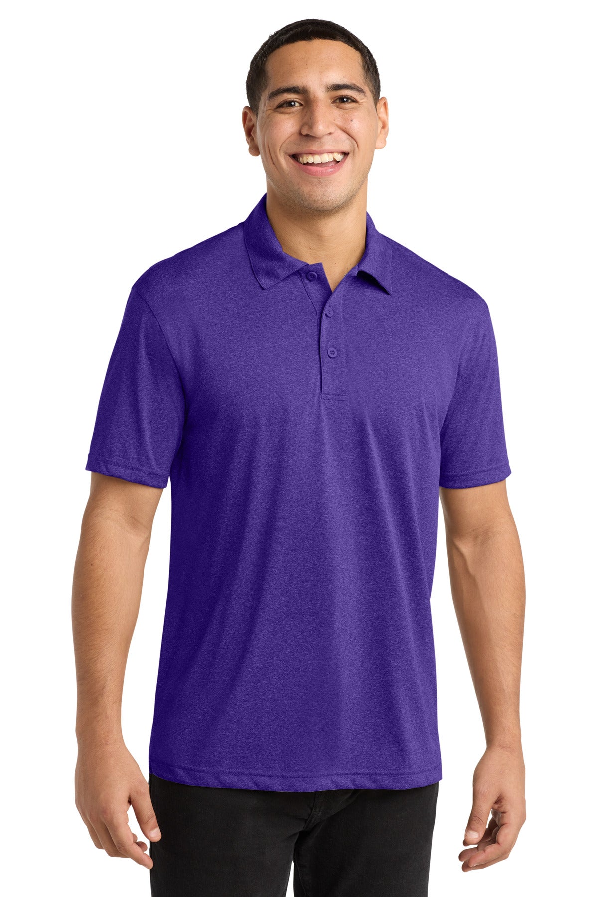 Sport-Tek Heather Contender Polo. ST660 in Varsity Purple Heather