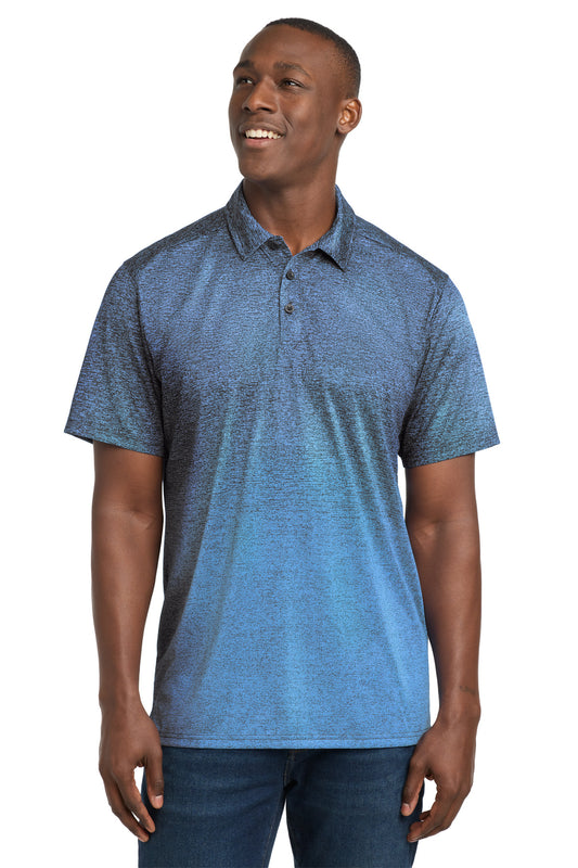 Sport-Tek  Ombre Heather Polo. ST671 in Carolina Blue/ True Navy